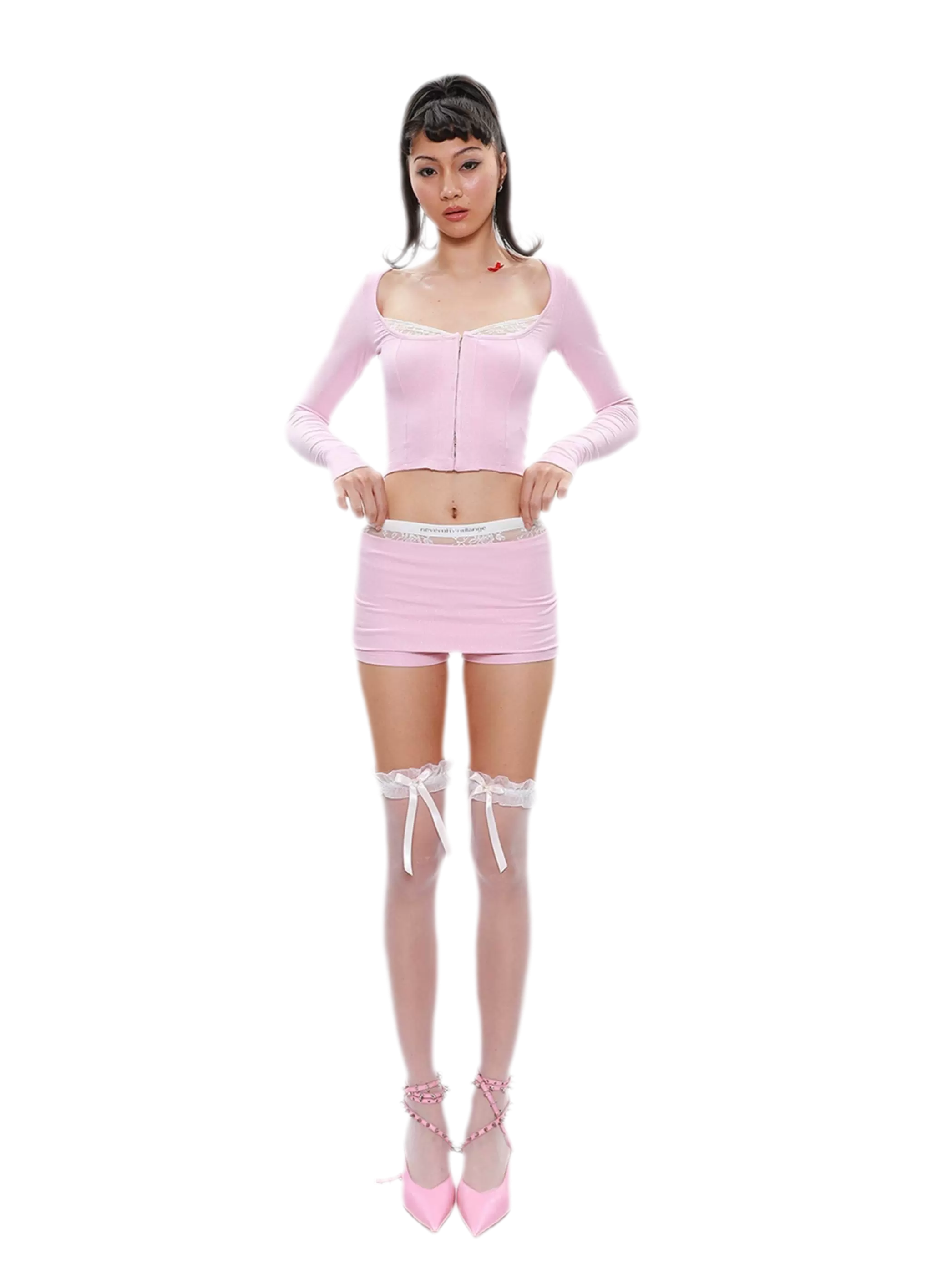 Lace Cutout Knit Set