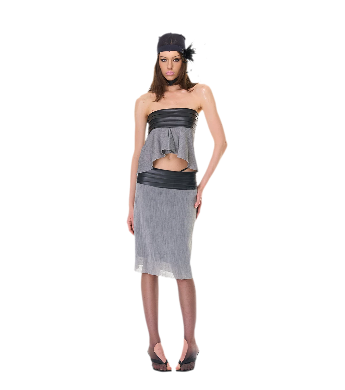 Textured Peplum Skirt Set
