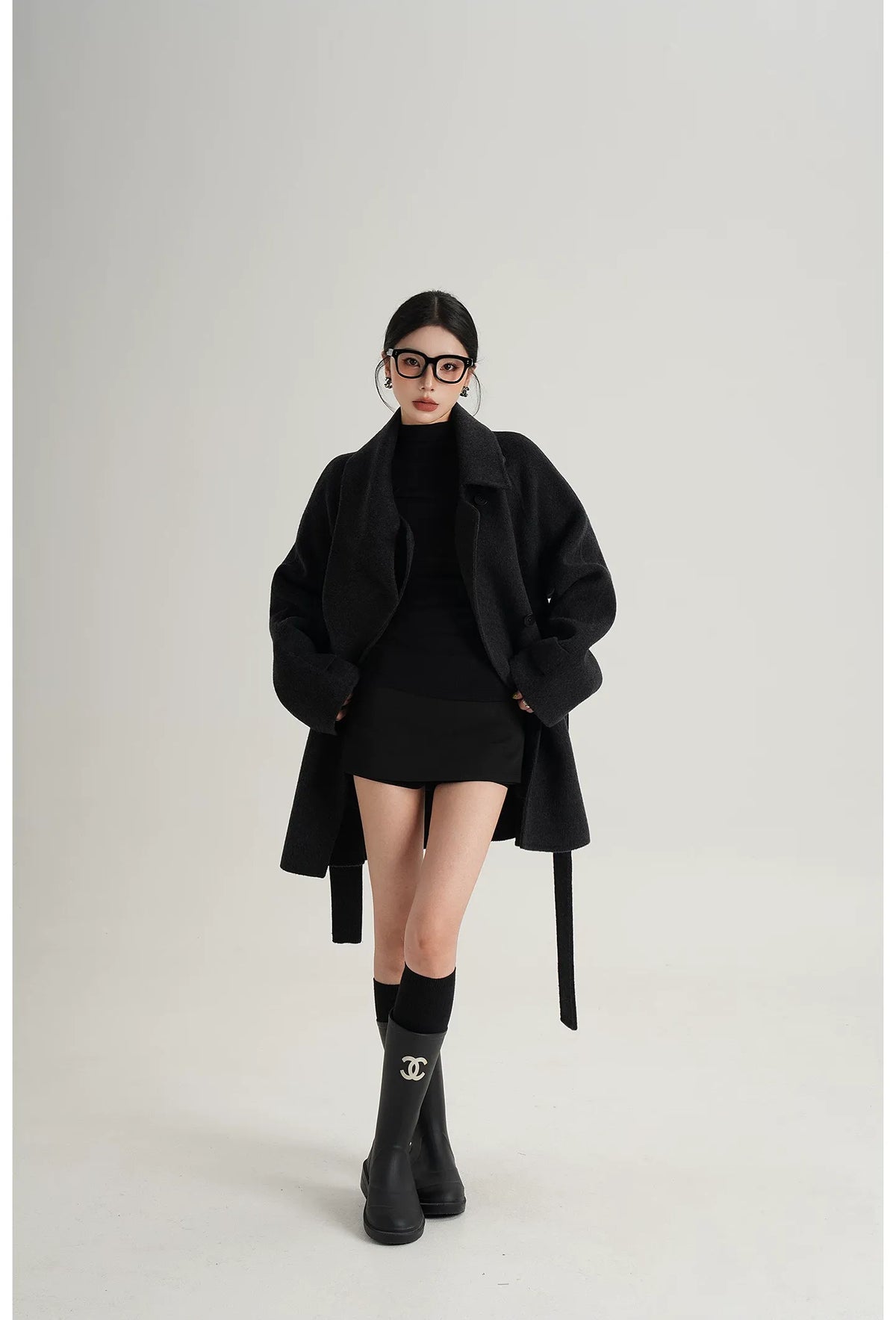 Hand-Stitched Belted Wool Coat
