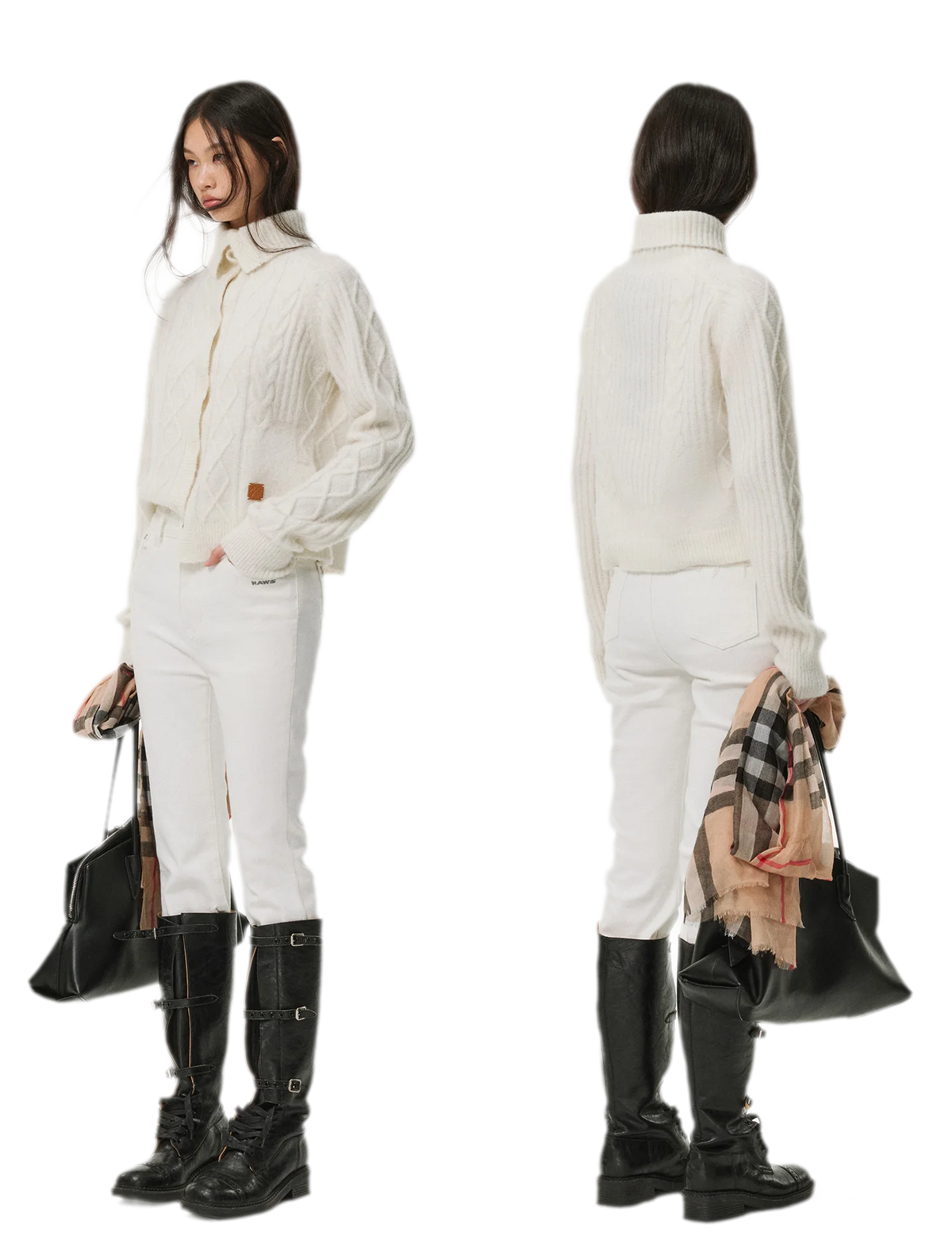 Taillierter Cardigan aus Zopfmusterstrick