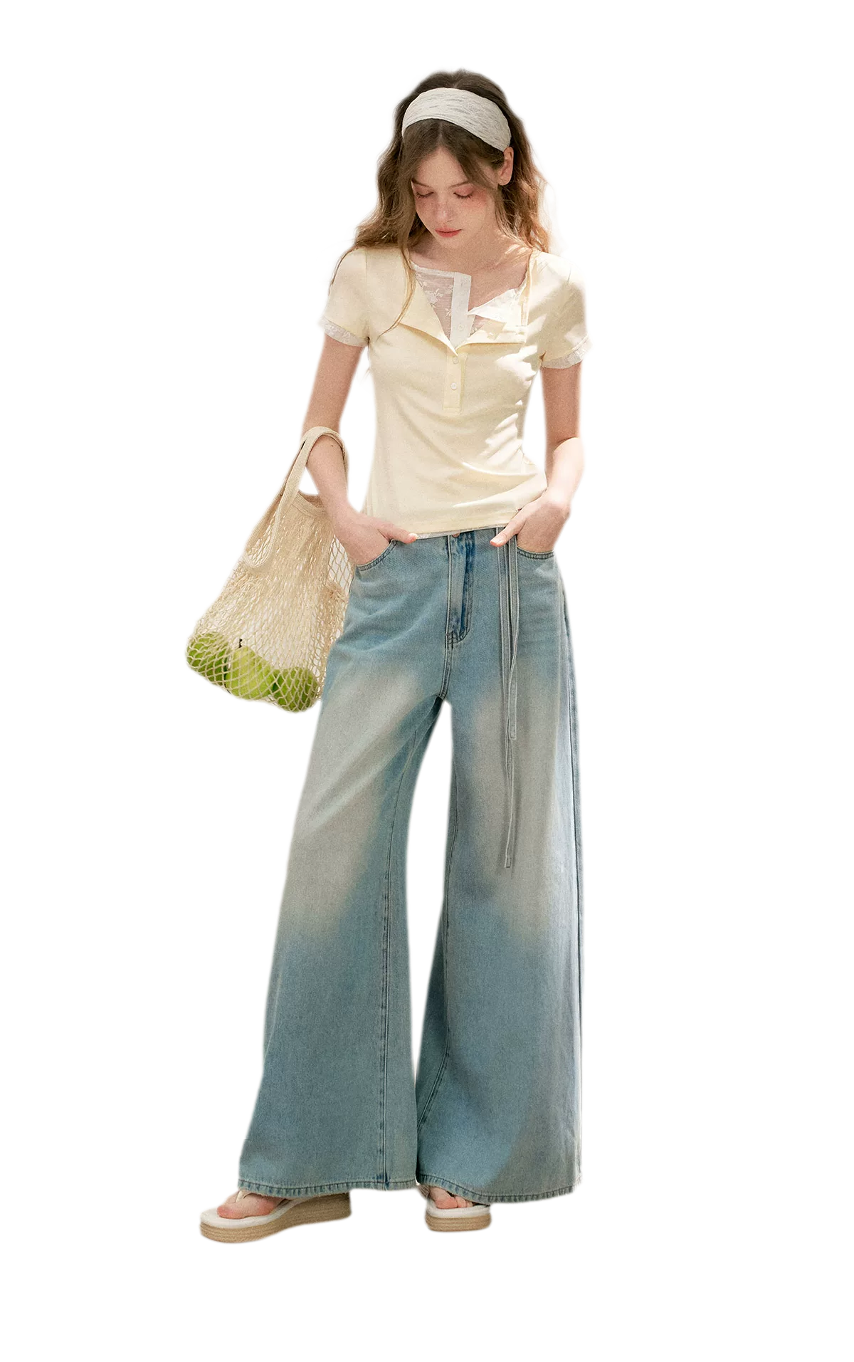 Bow Wide-Leg Jeans