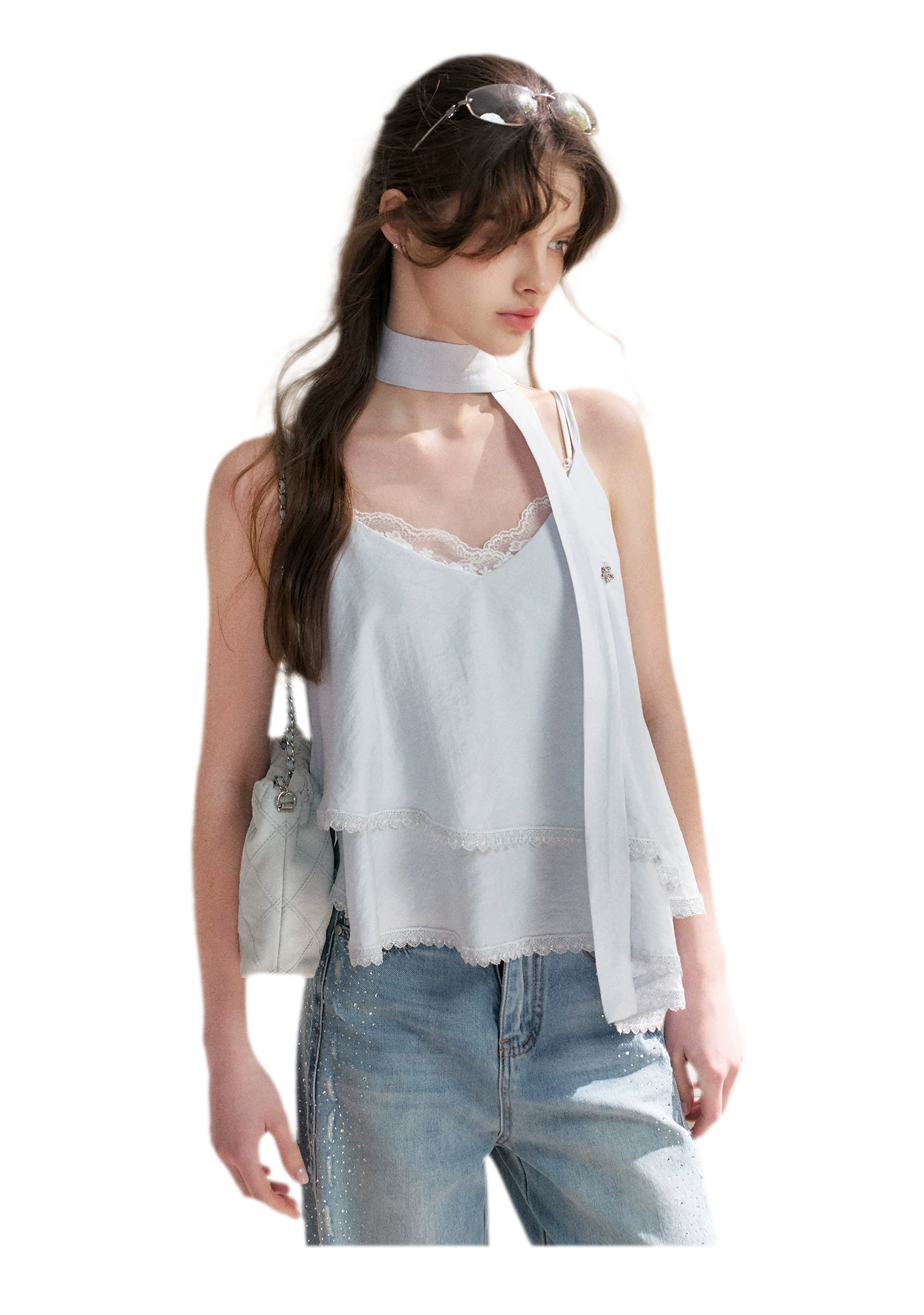 Asymmetrical Lace V-Neck Camisole