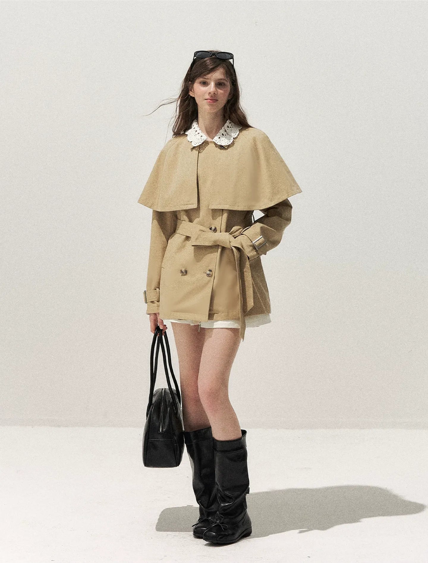 Crochet Cape Trench Coat