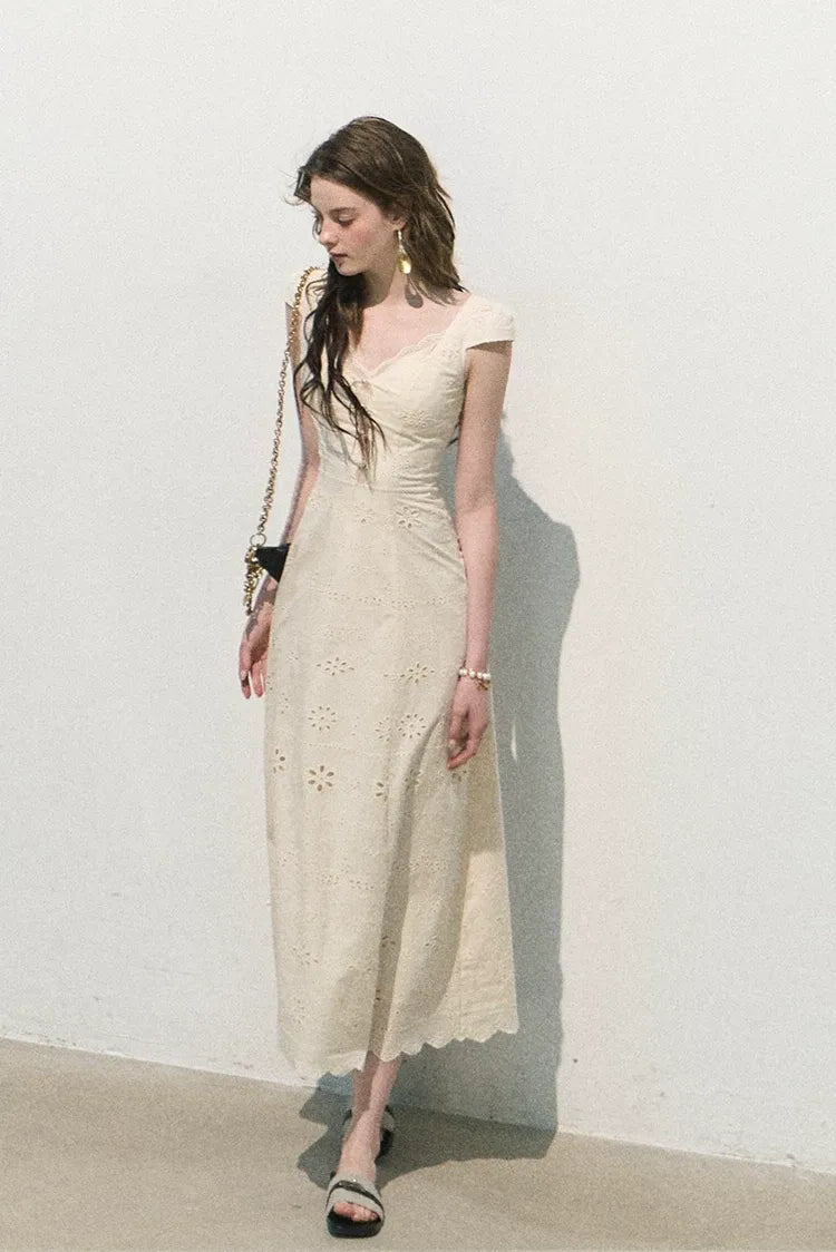 Broderie Lace Midi Dress
