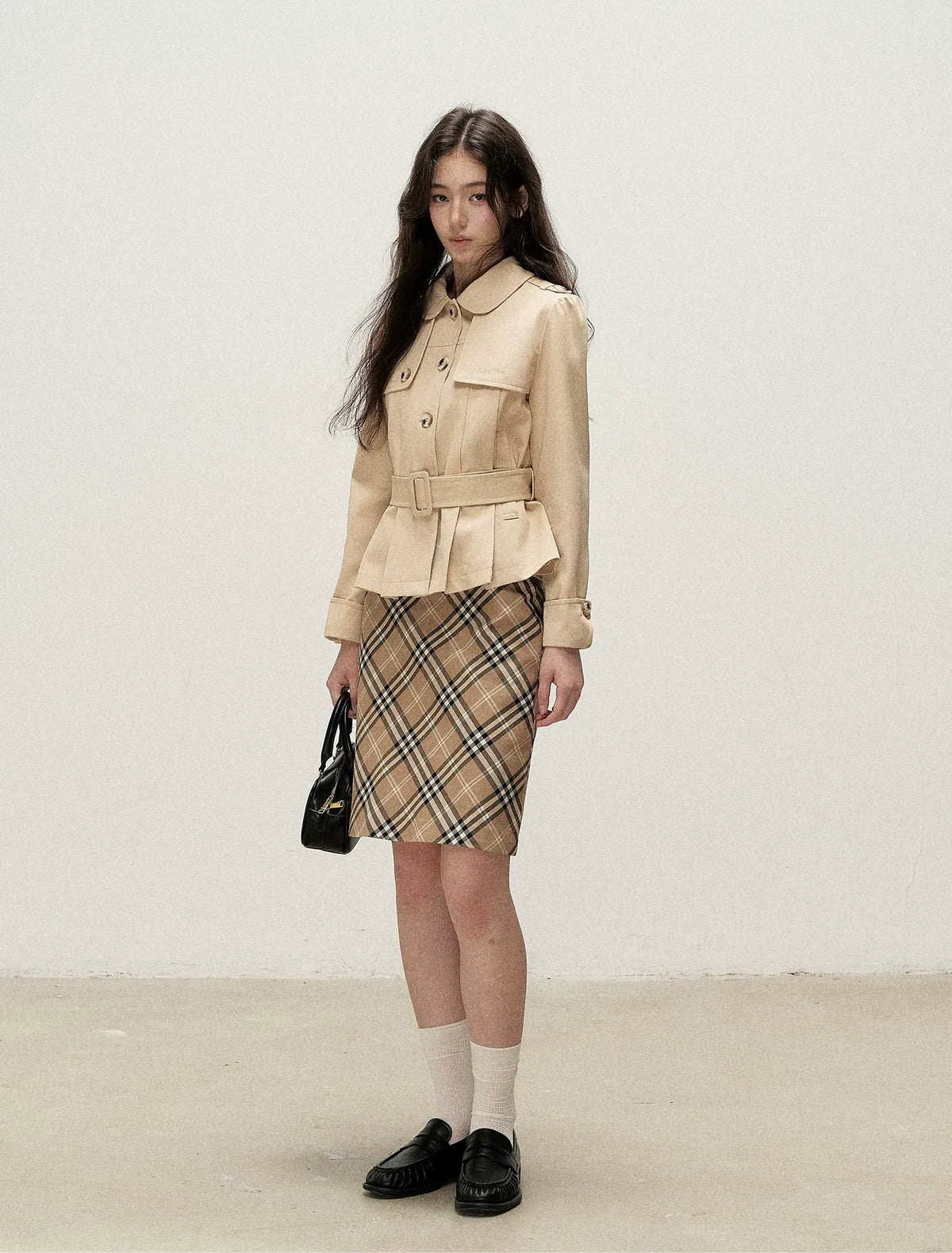 Plissierte A-Linien-Kragenjacke