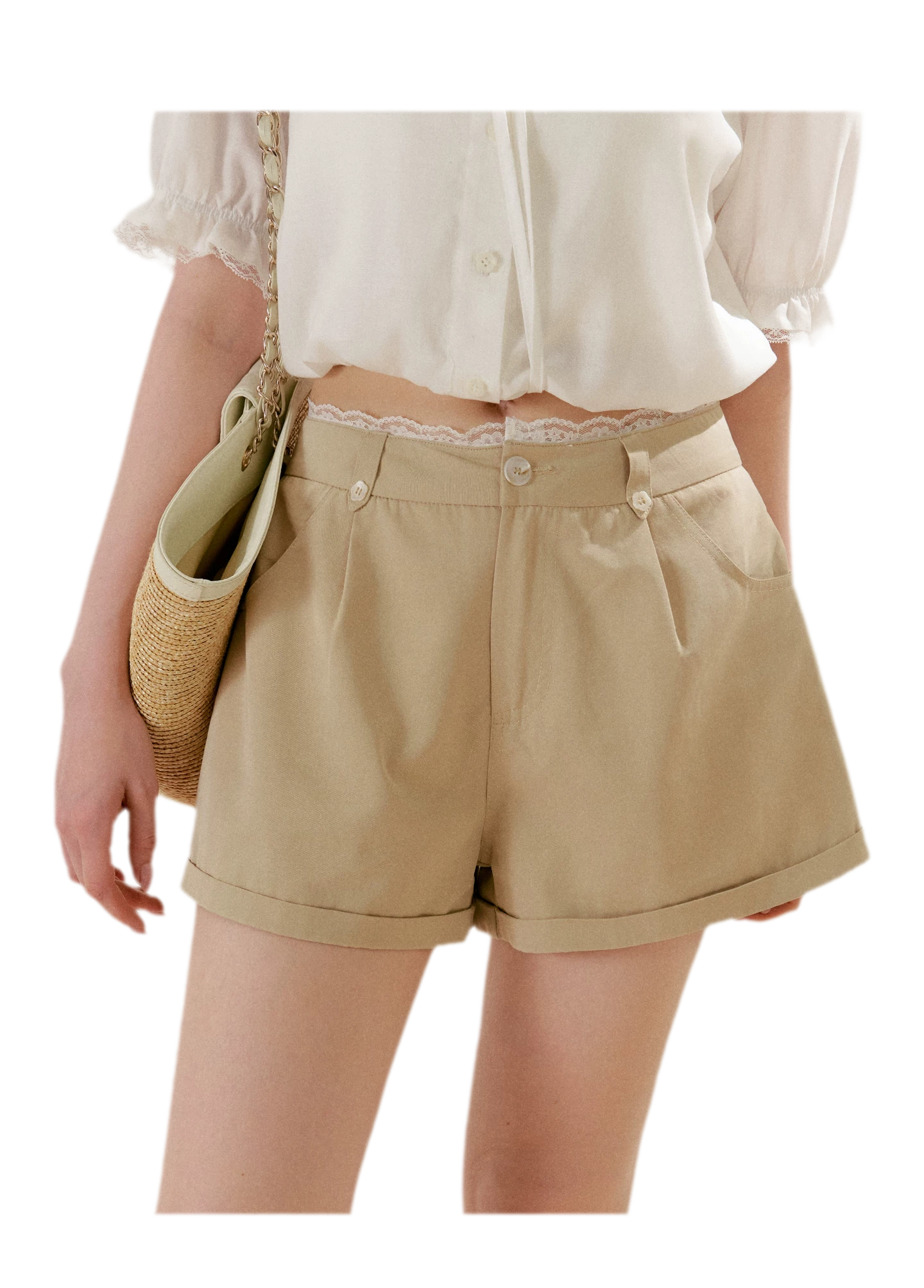 Modal Cotton Lace Trim A-Line Shorts