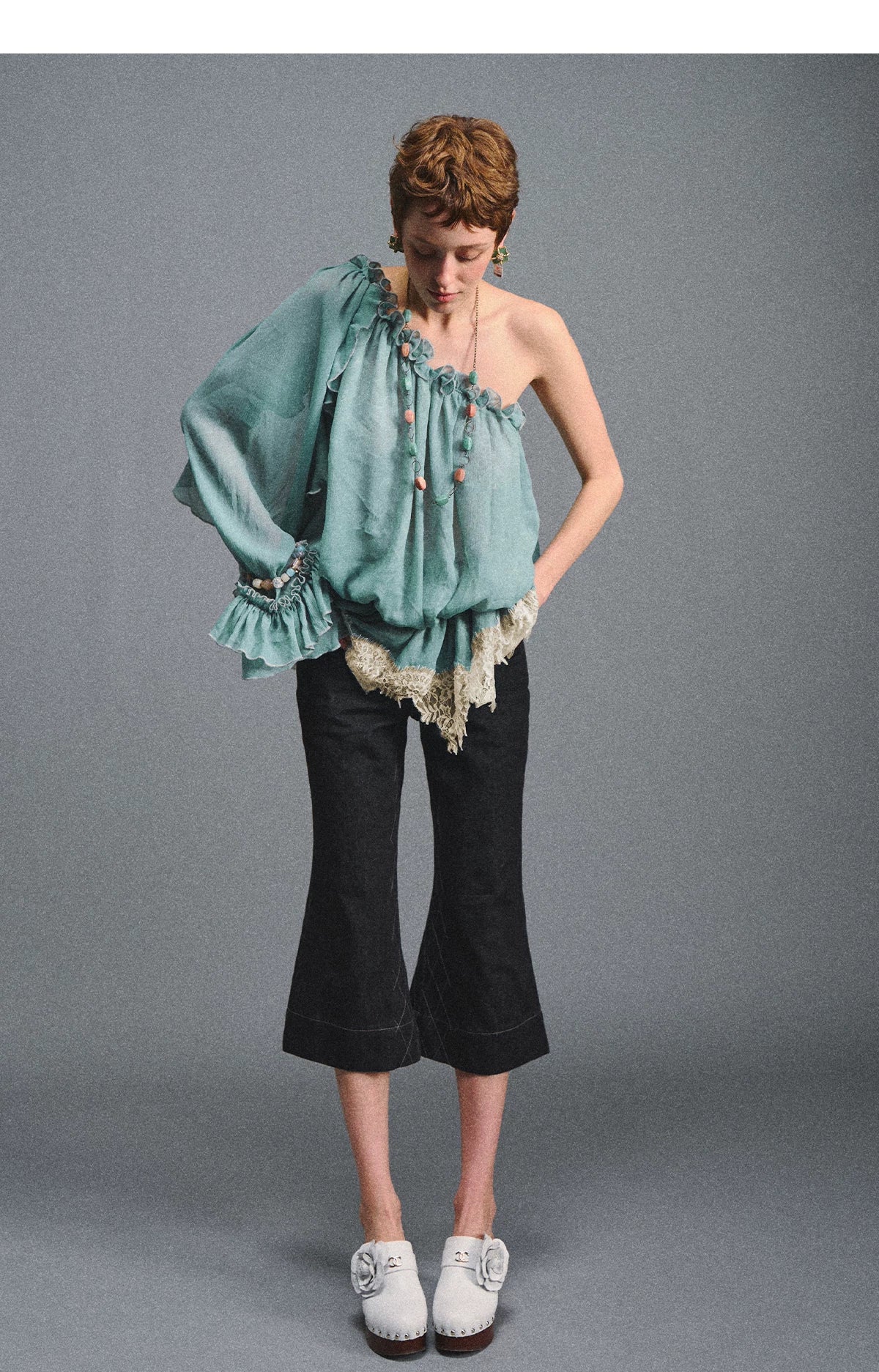 One-Shoulder Chiffon Blouse