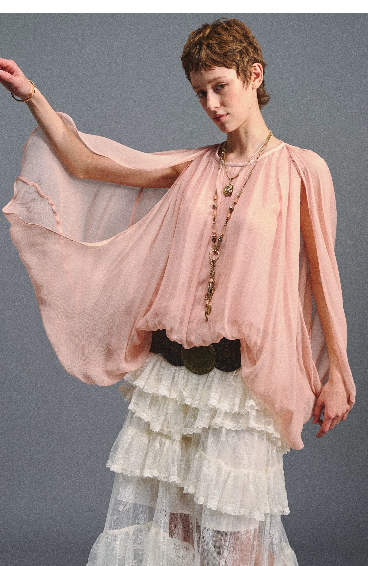 Cape Chiffon Blouse