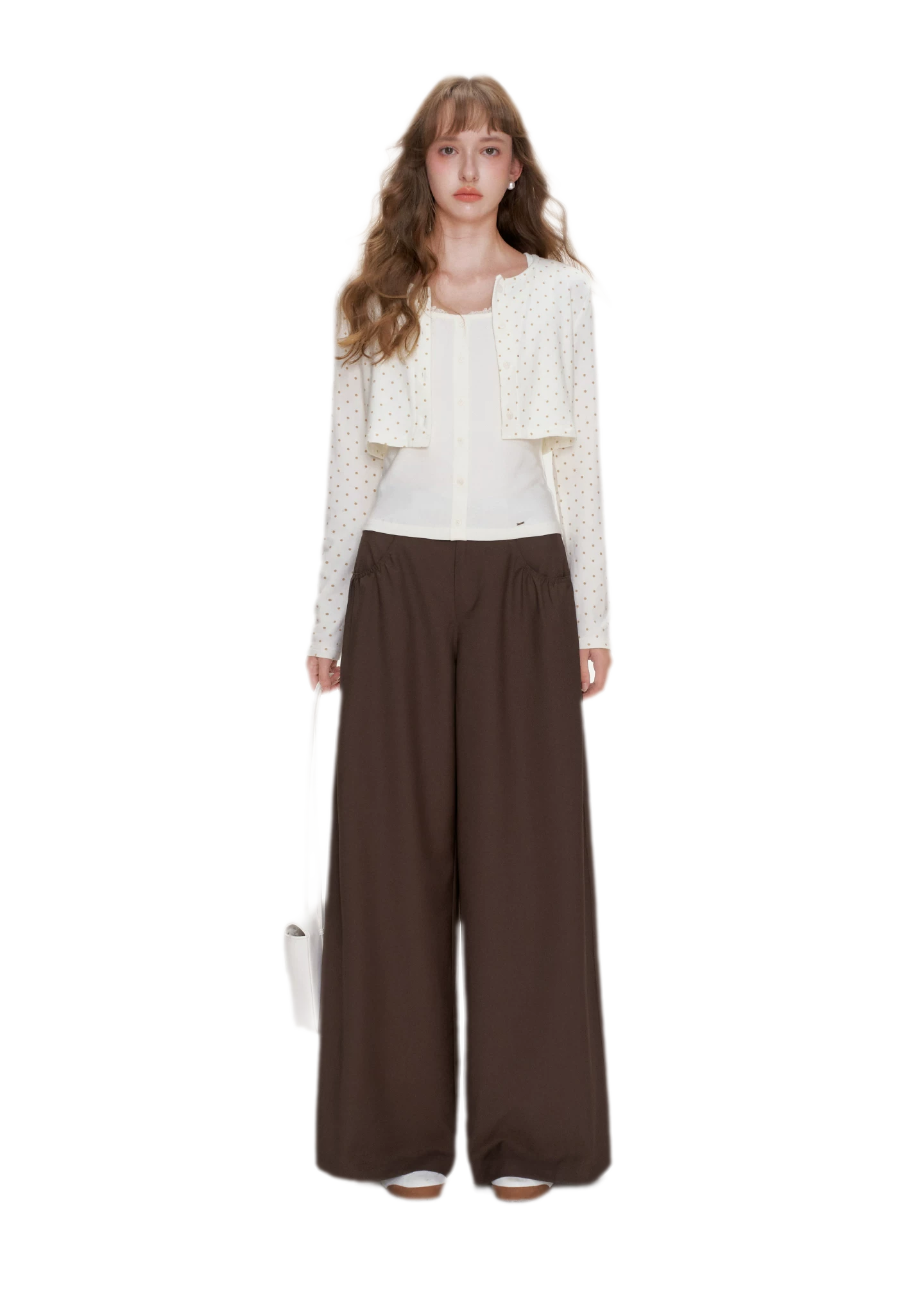 Gathered Waist Wide-Leg Trousers