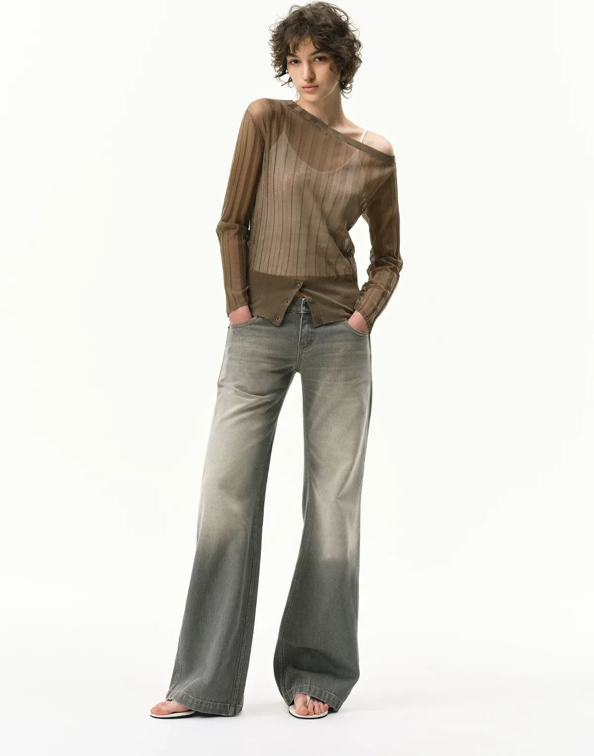 Distressed Gray Straight Jeans