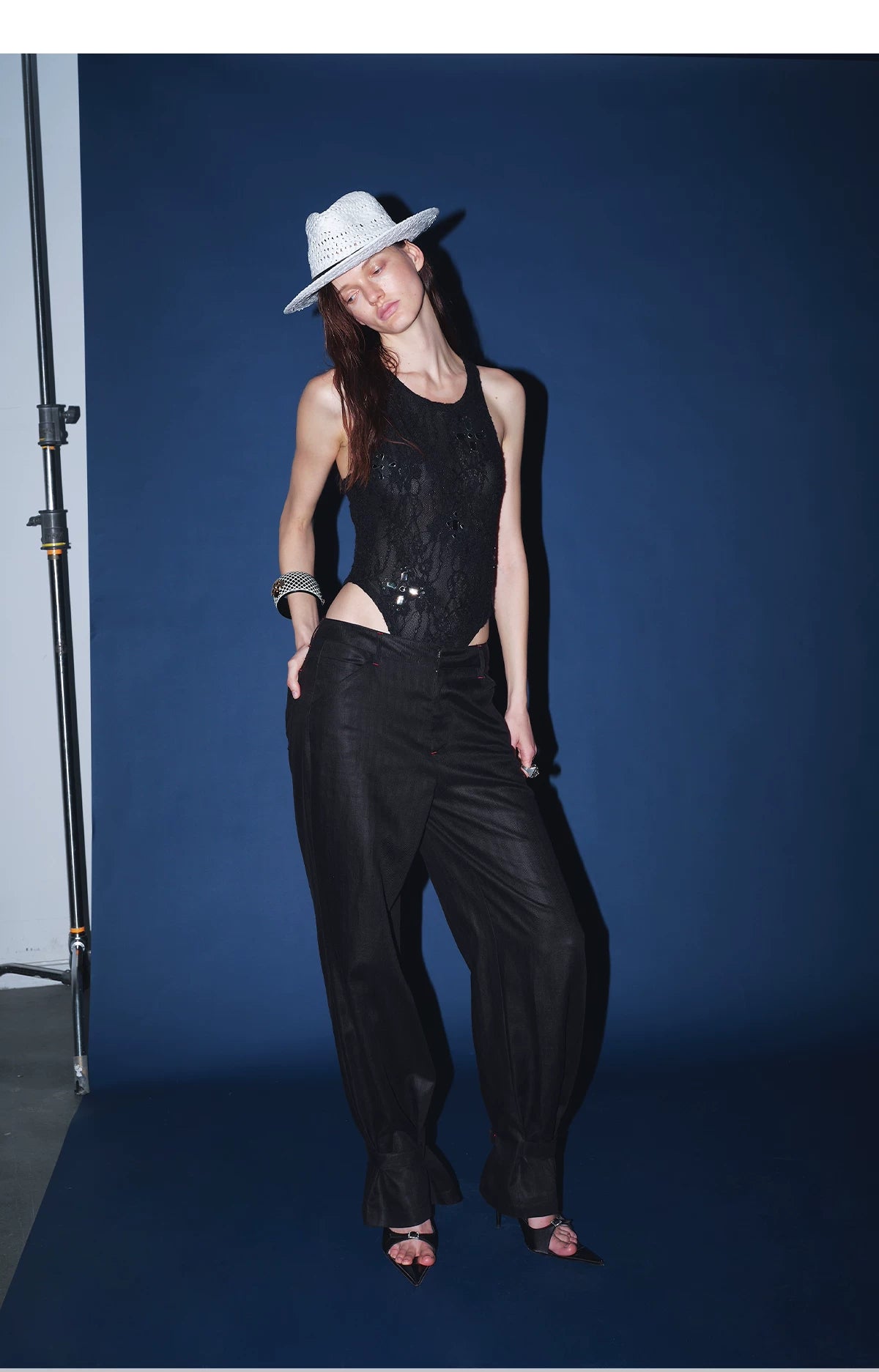 Tencel Linen Vintage Contrast Stitch Casual Pants