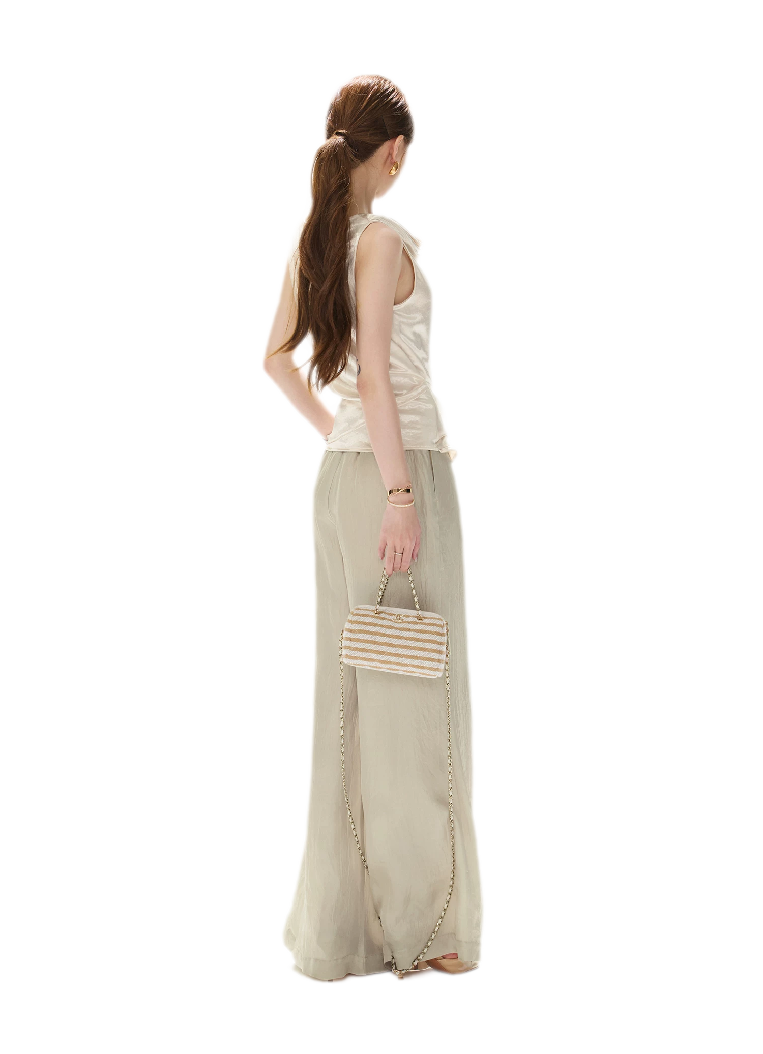 Draped Satin Cowl Top