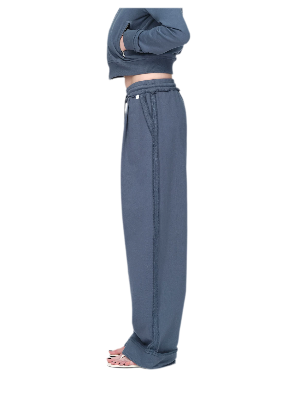 Raw-Edge Cropped Sweatshirt Set