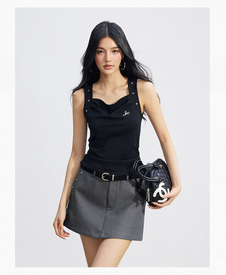 Star Pleated Sleeveless Top