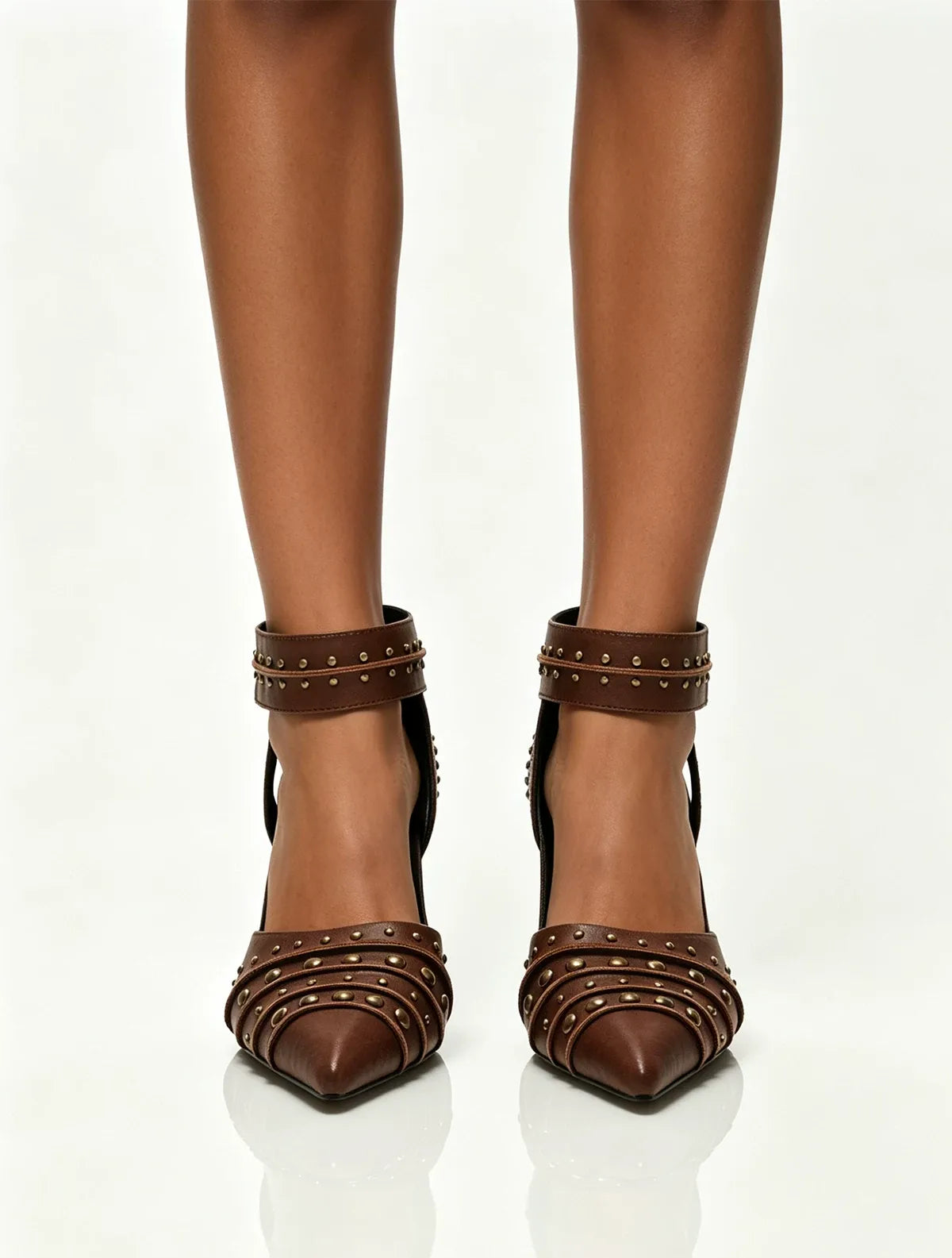 Studded Pointed-Toe Wedge Sandals