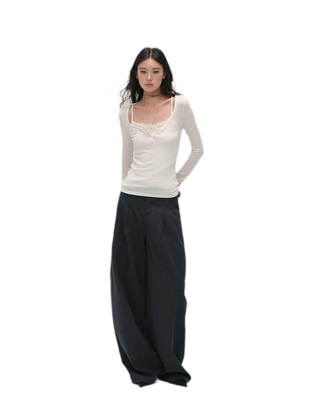 Lace Trim Fitted Top