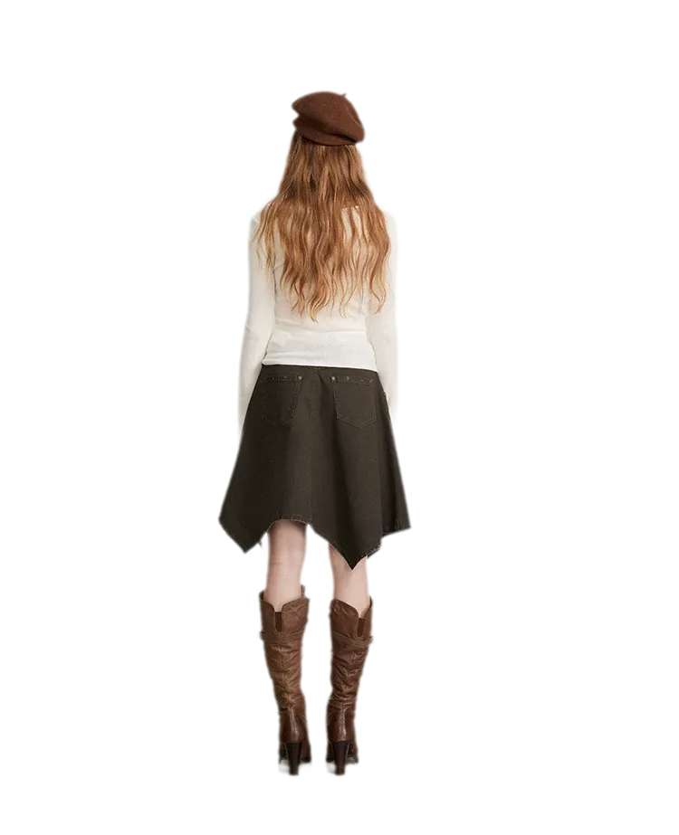 Draped Lace Trim Knit Top