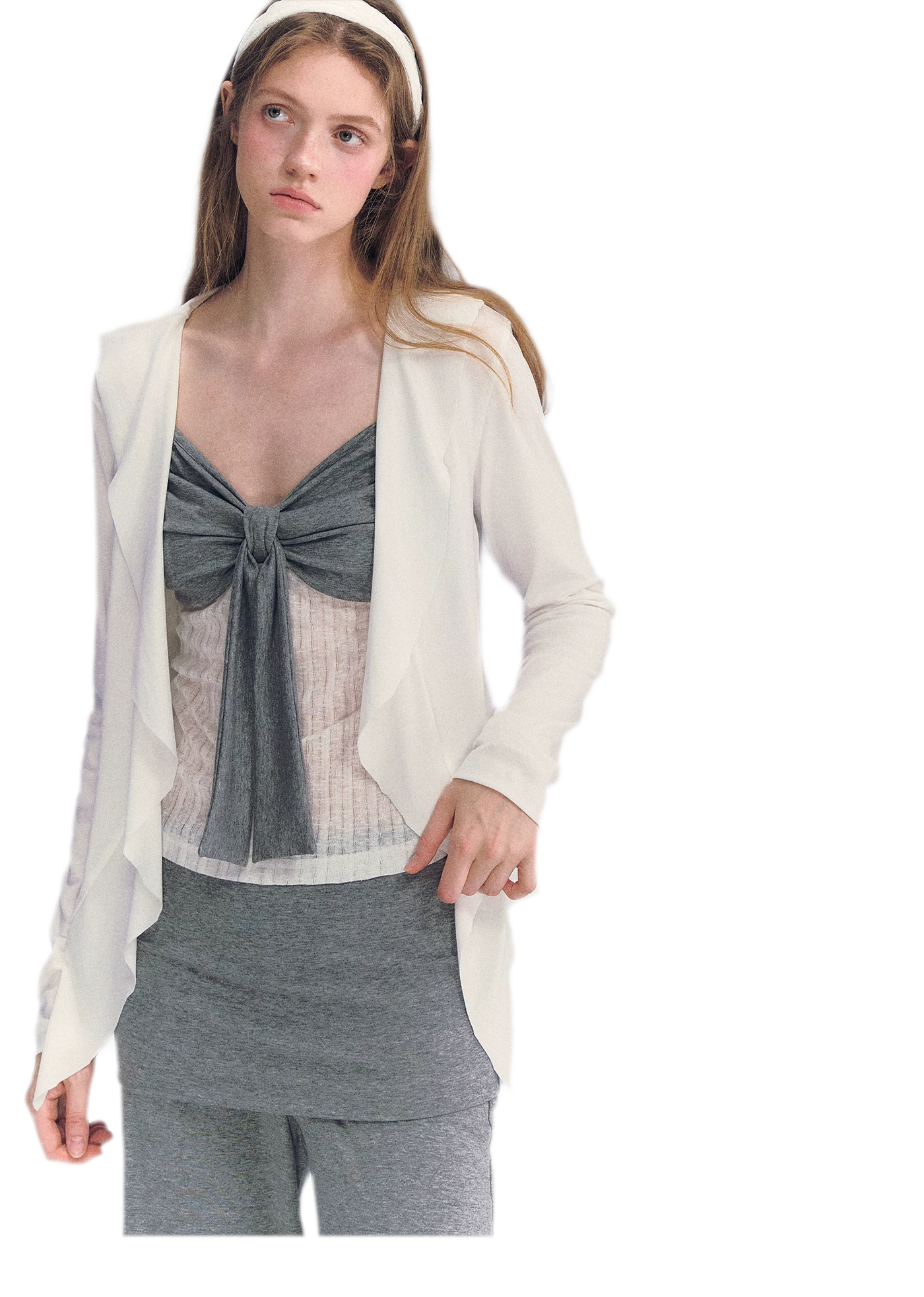 Ruffled Drape Knit Set