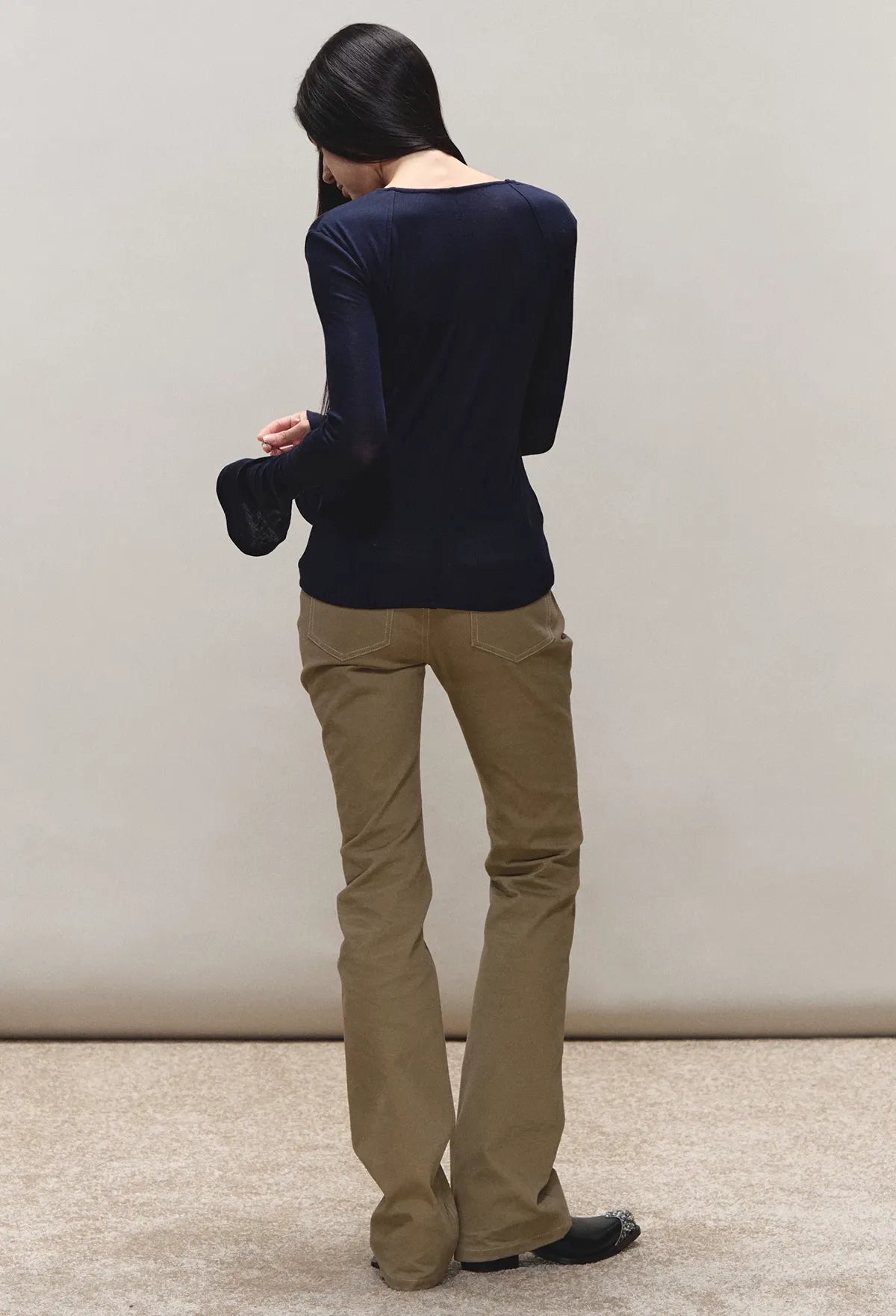 Vintage Distressed Khaki Slim Fit Casual Pants