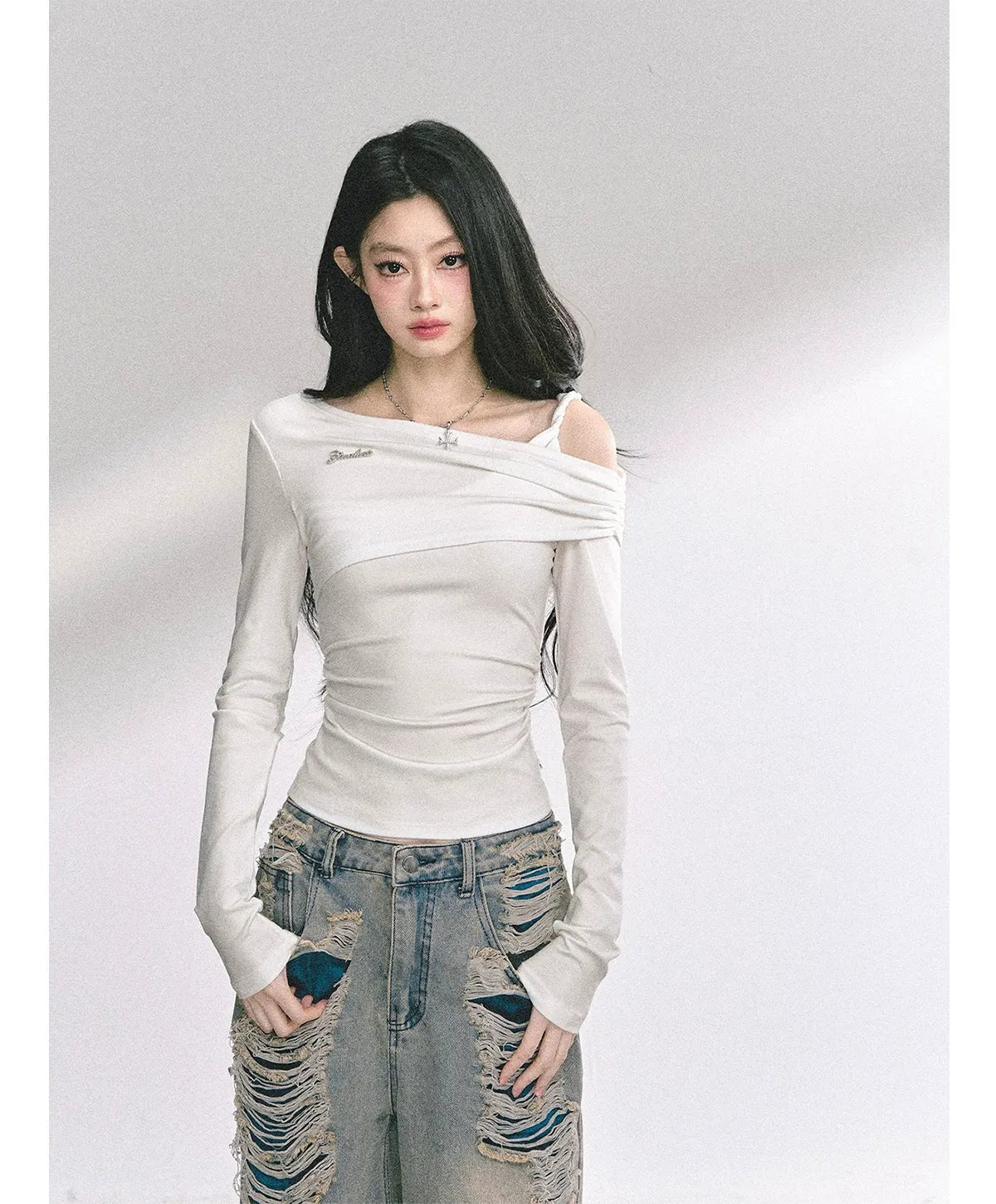 Lace Cutout Shoulder Tee