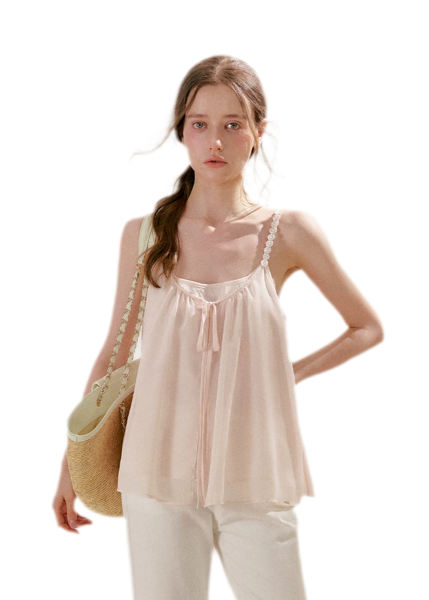 French Holiday Chiffon Top