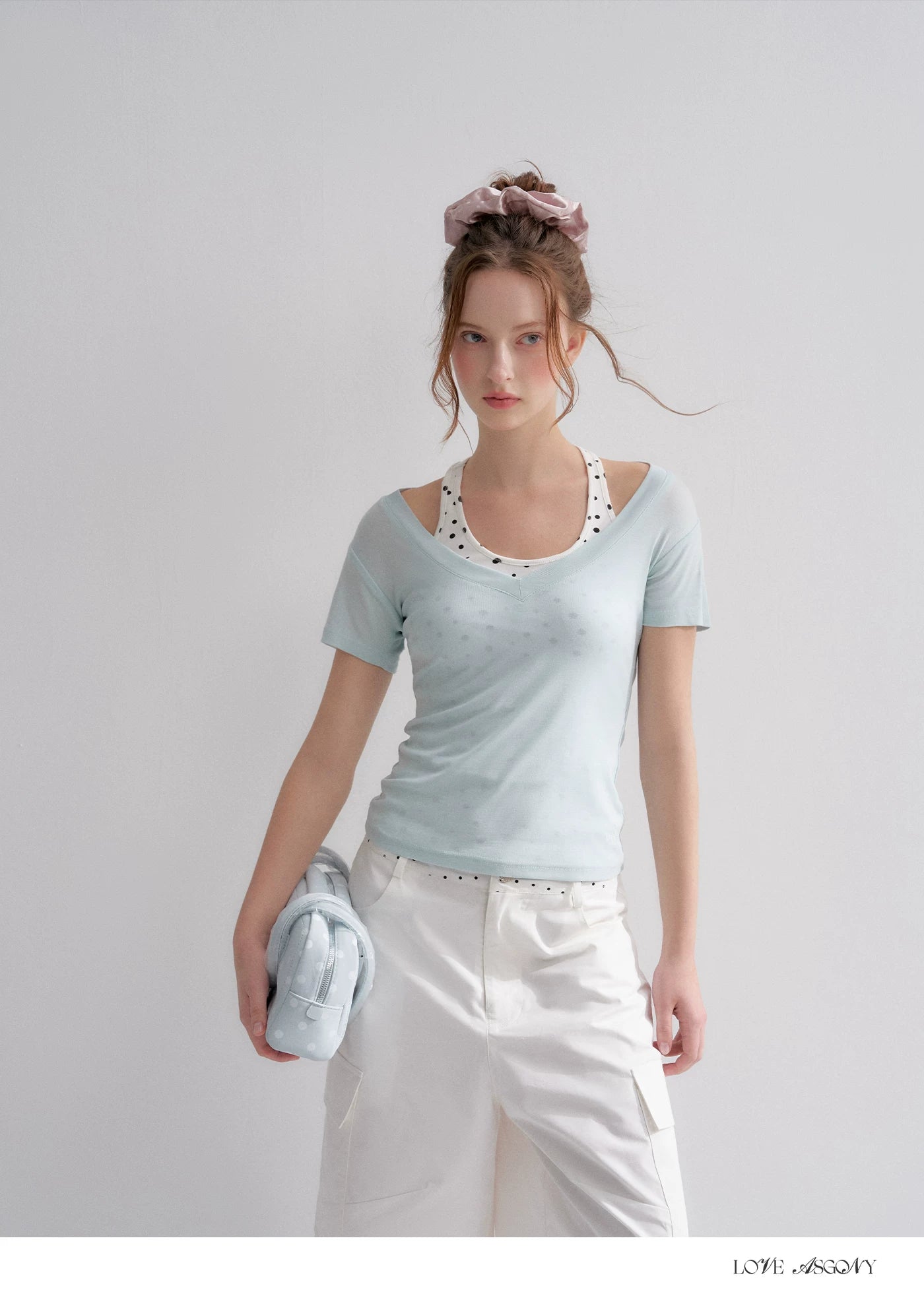 Blue V-Neck Slim Fit Short Sleeve T-Shirt