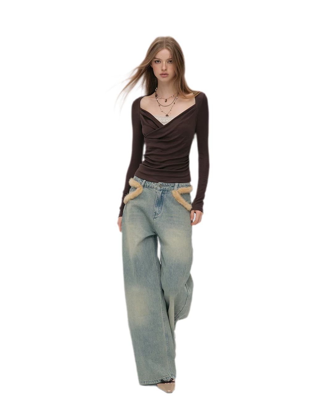 Vintage Washed Wide-Leg Jeans