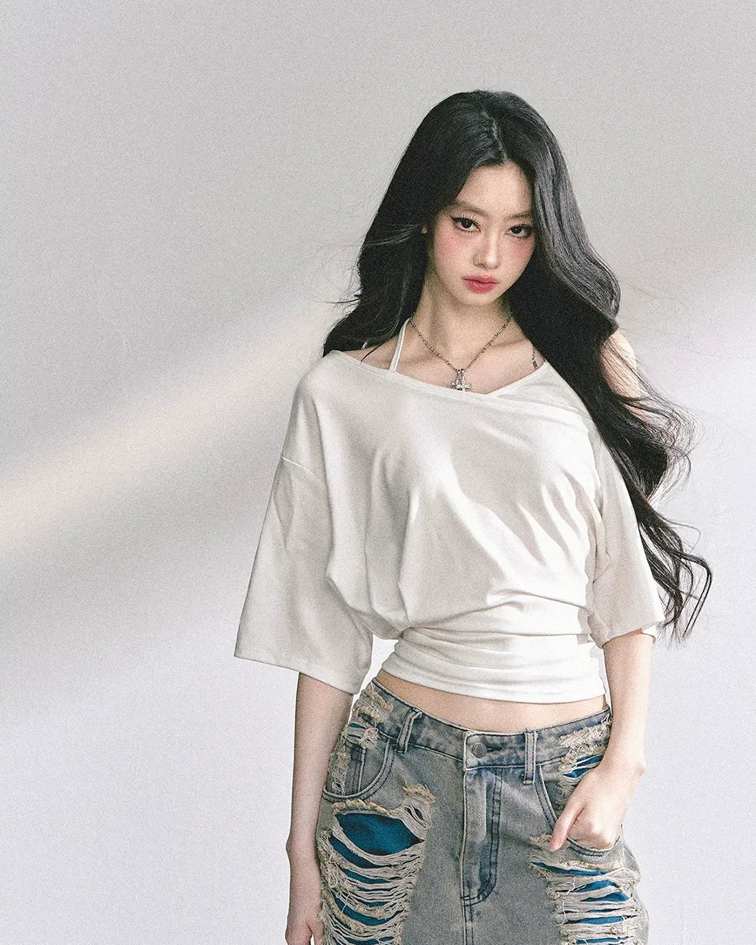 Asymmetric Beaded Off-Shoulder Top | Final Sale