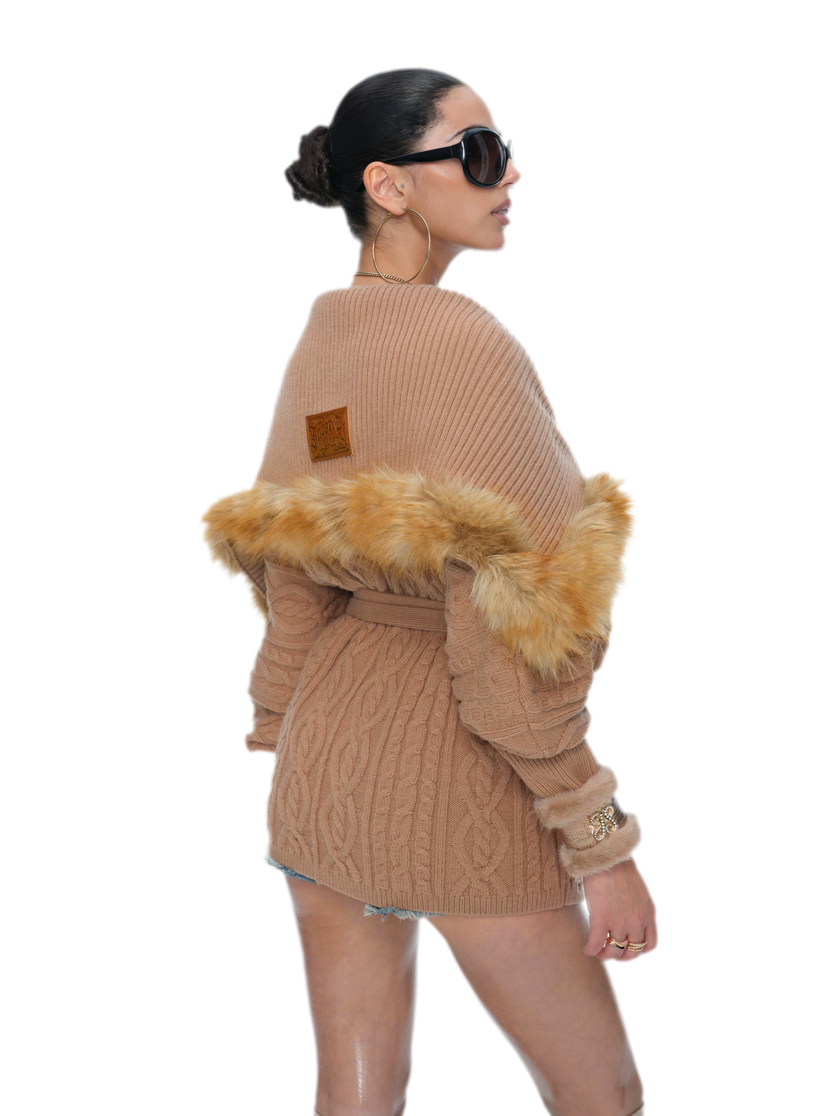 Cardigan chauve-souris en maille torsadée de mérinos