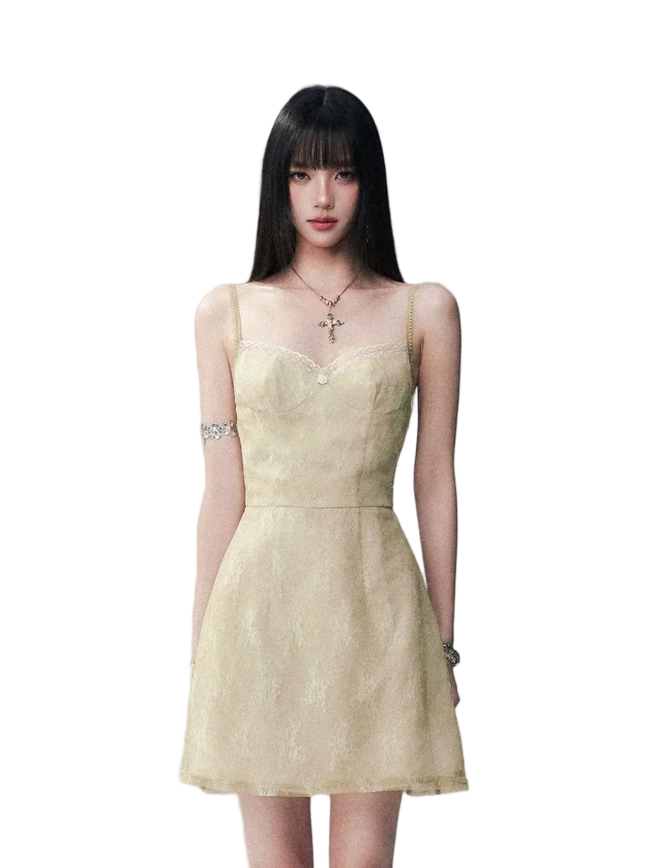 Sage Lace Mini Dress