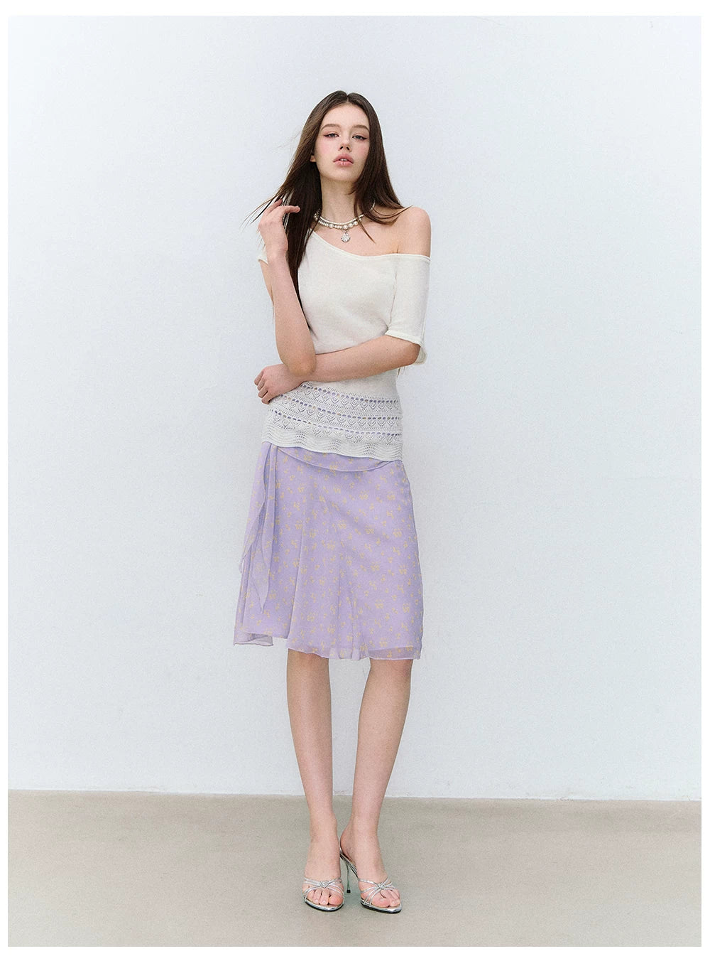 French Style Floral Chiffon Skirt