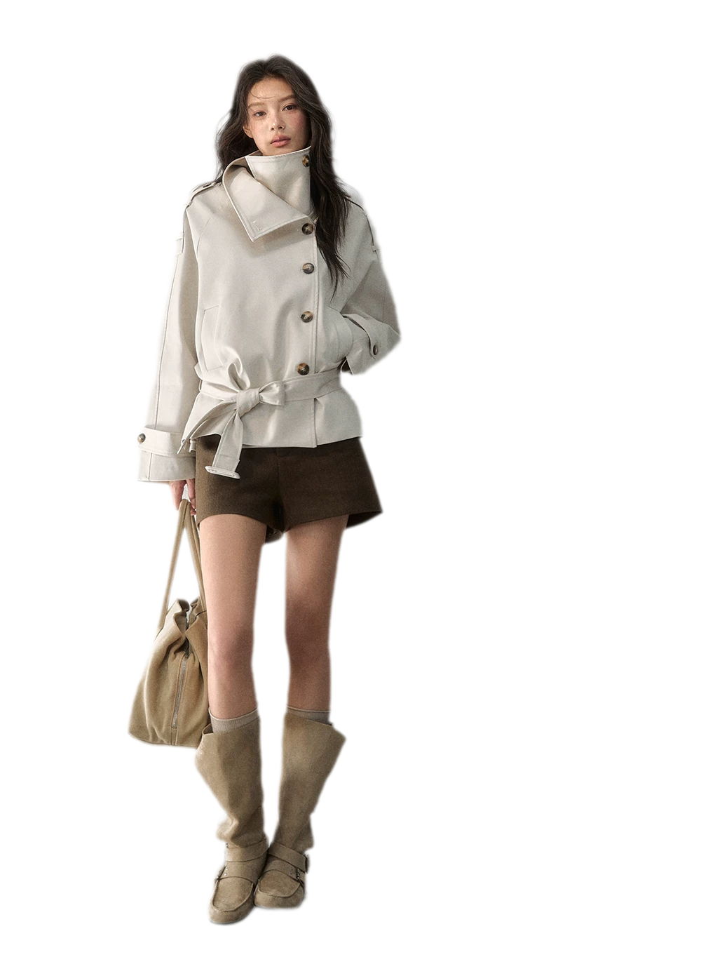 Trench coat in twill ad alta densità con cintura