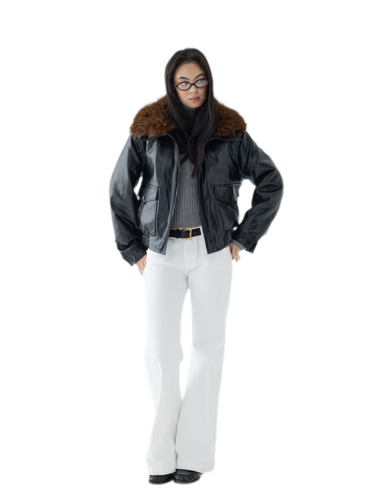 Oil-Wax Cropped PU Jacket