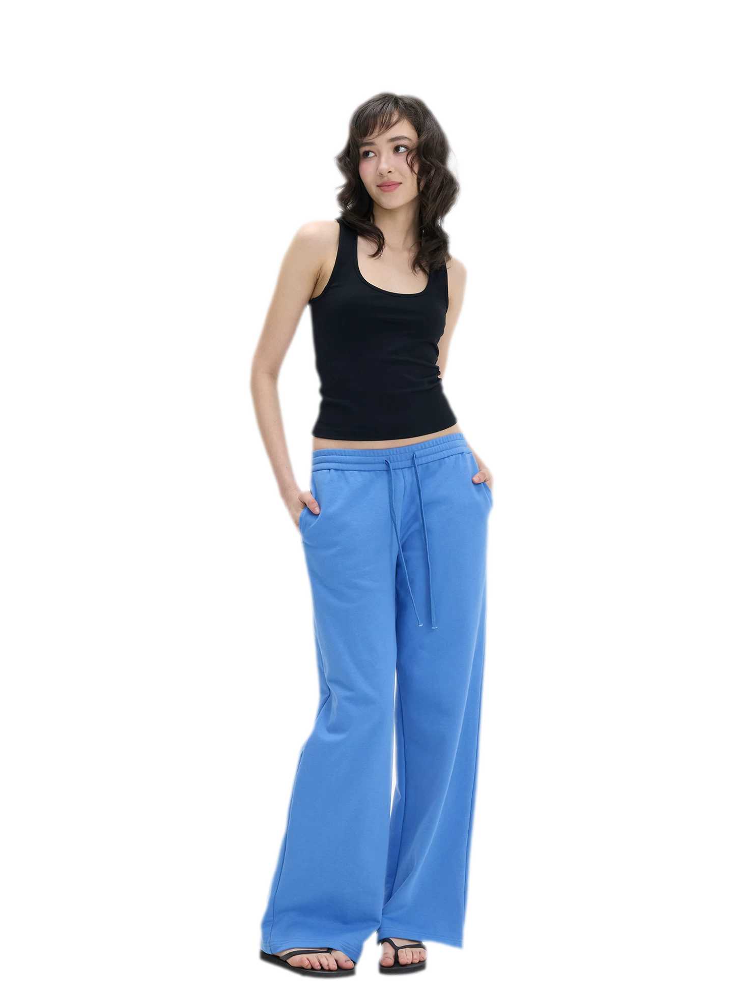 Low-Rise Wide-Leg Loose Sweatpants