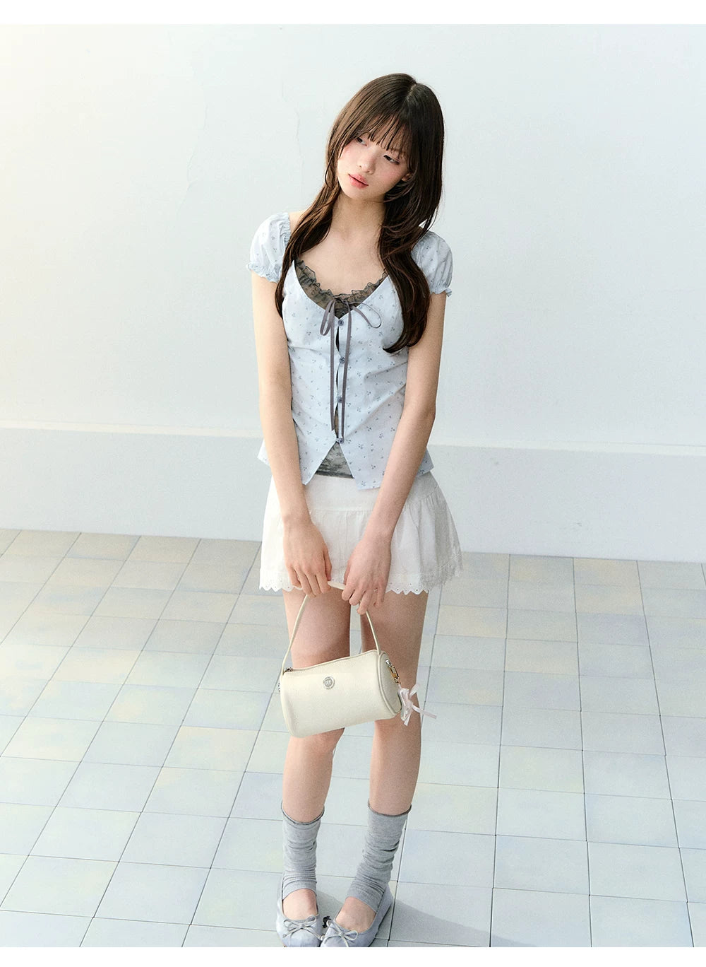 White Lace High-Waist A-Line Skirt