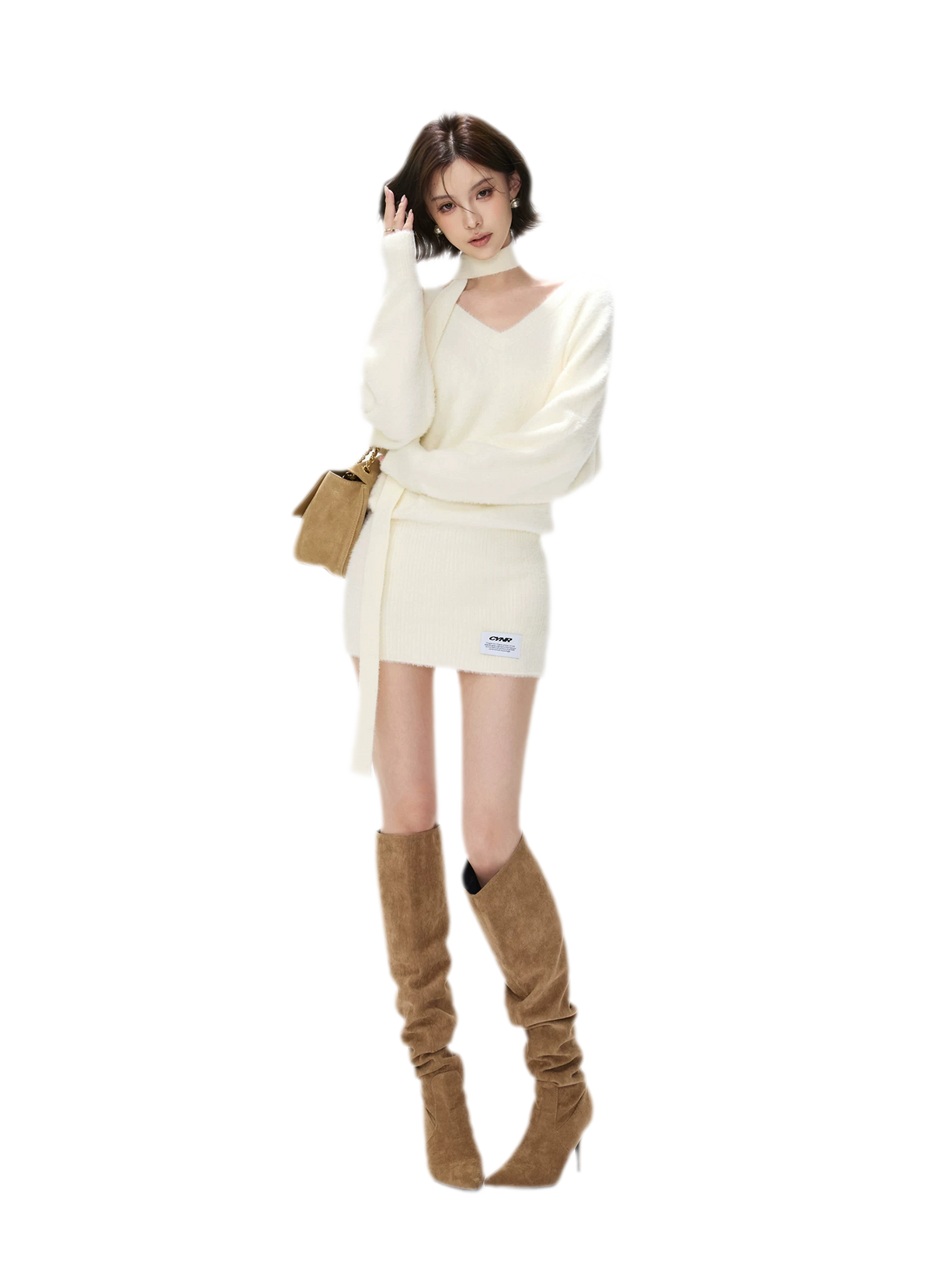 Plush V-Neck Convertible Sweater
