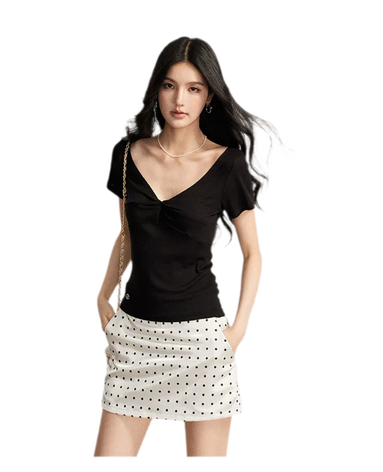 V-Neck Ruched Summer Top