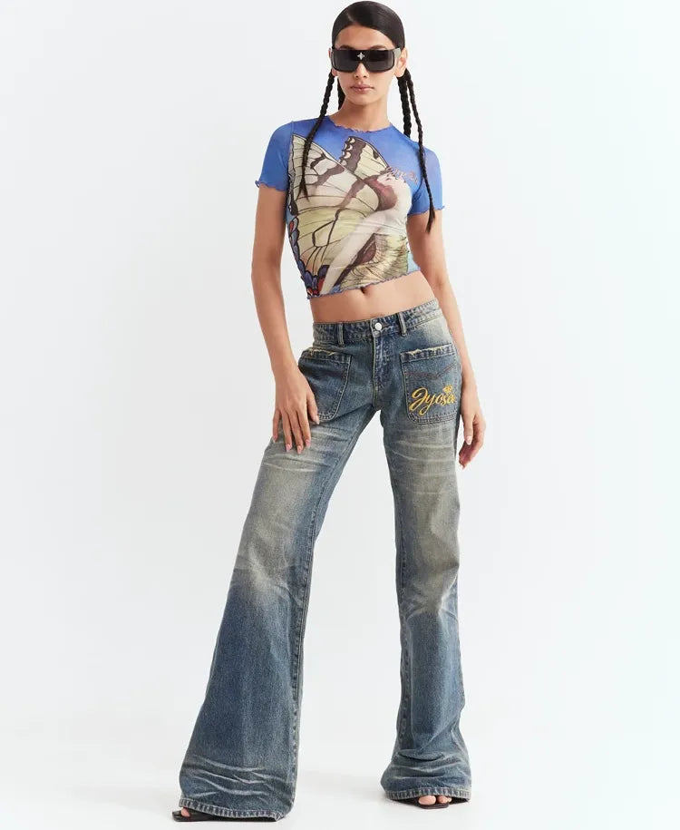 Mesh Ruffle Fit Tee