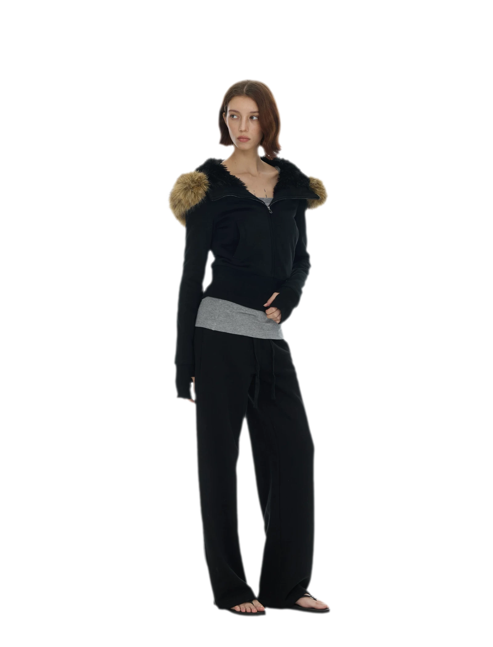 Detachable Fur Collar Hoodie Jacket