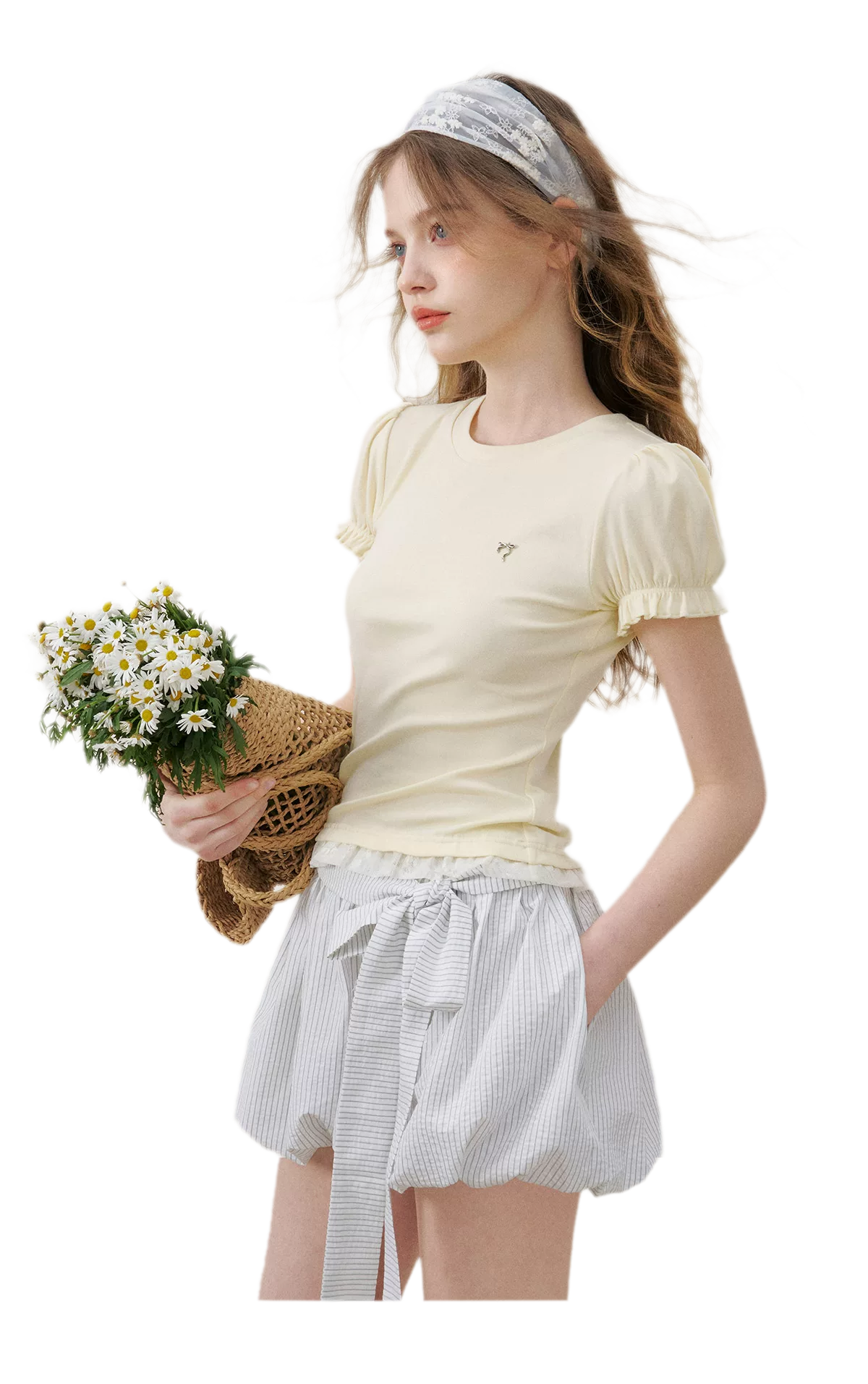 Bow Tie Elastic Waist Casual Shorts