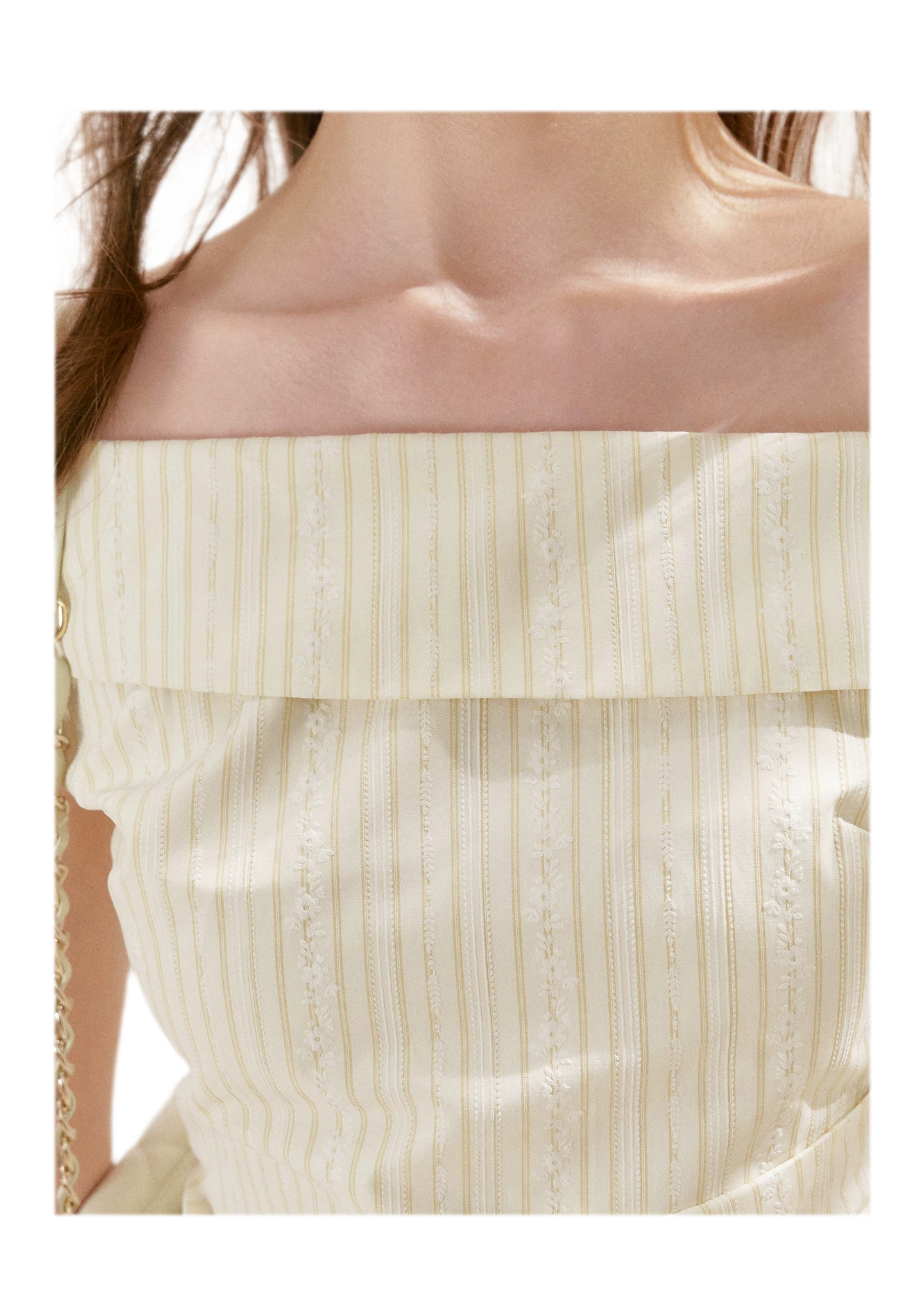 Striped Off-Shoulder Top and A-Line Skirt Set