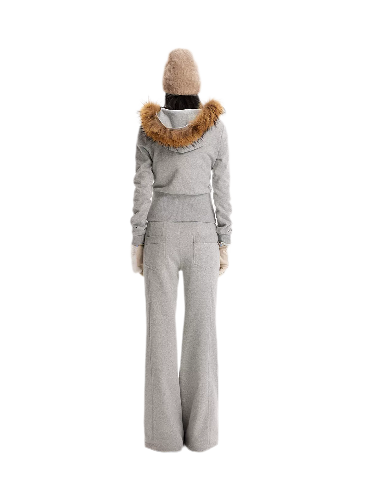 Fur Collar Fitted Jacket Set