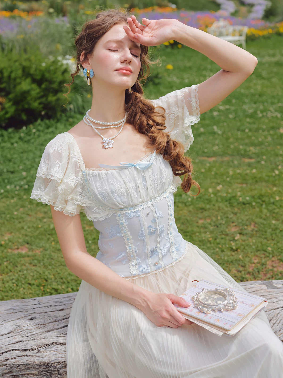 Lace Ruffle Fitted Top