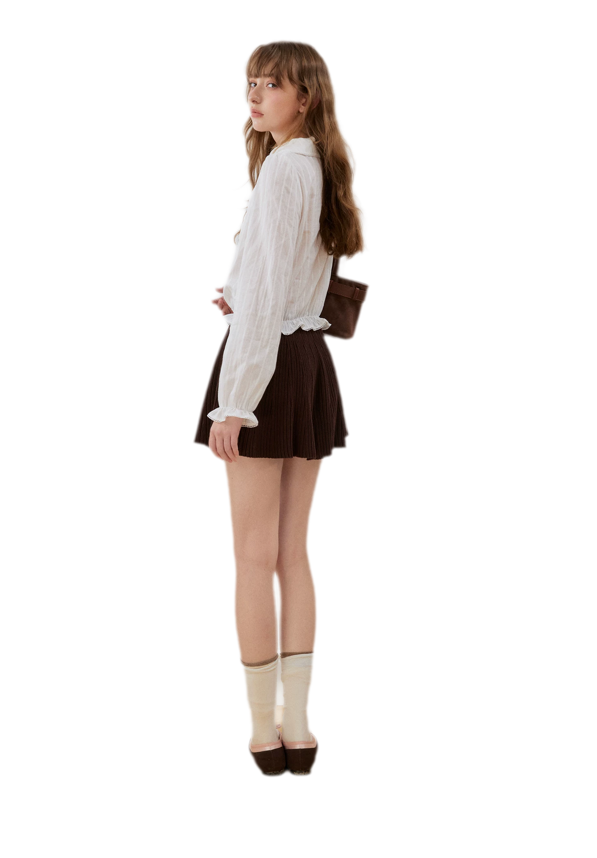 Textured Ruffle Cropped Shirt