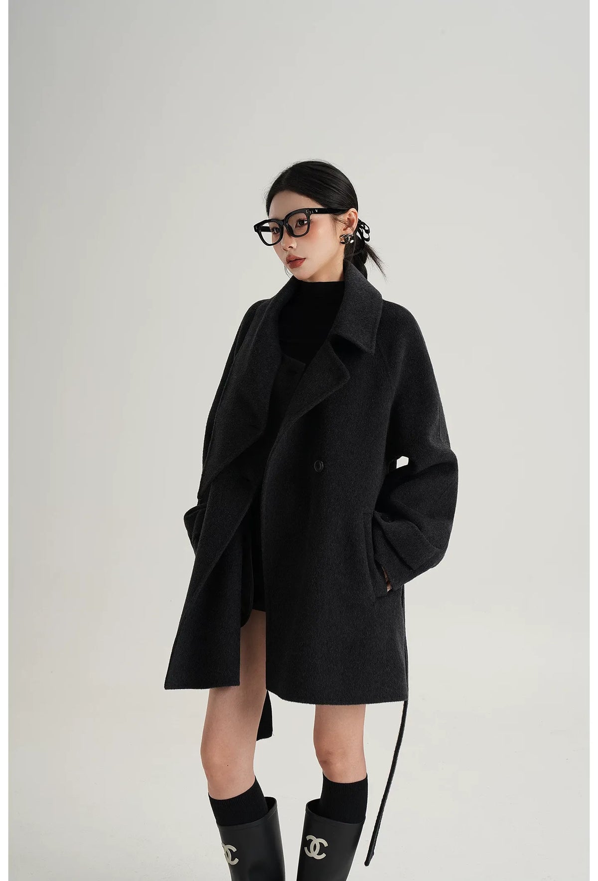 Hand-Stitched Belted Wool Coat