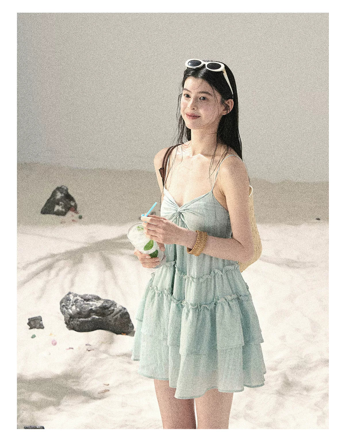 "Mossy Stone Steps" Summer Beach Camisole Dress