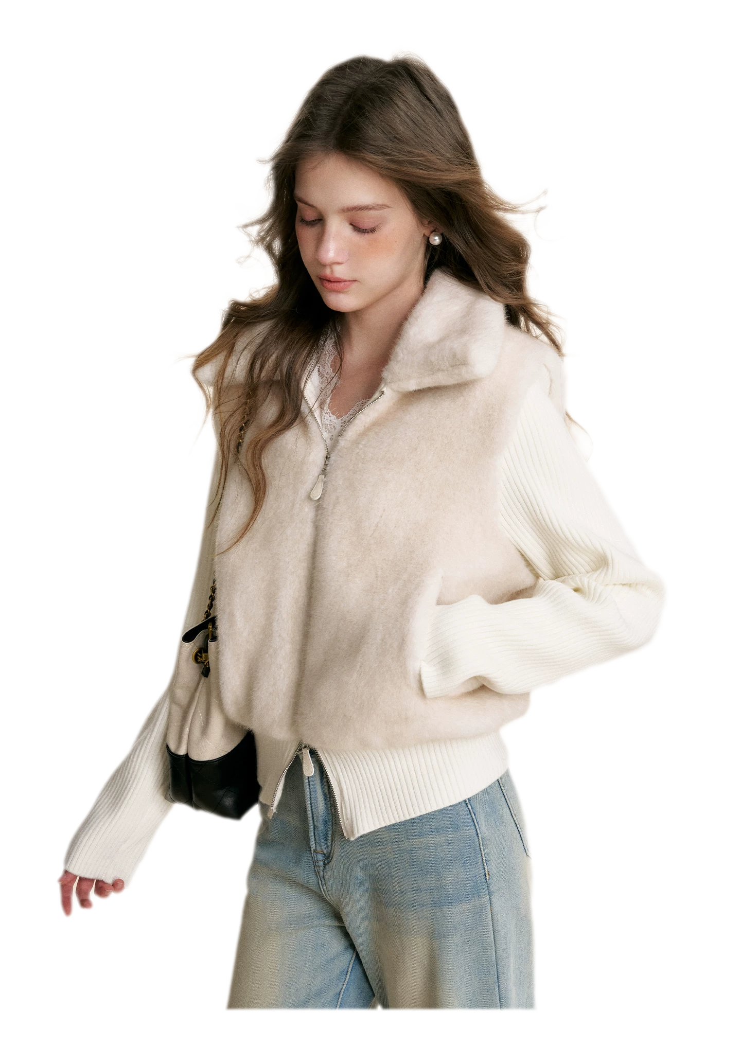 Mink Knit Patchwork Jacket