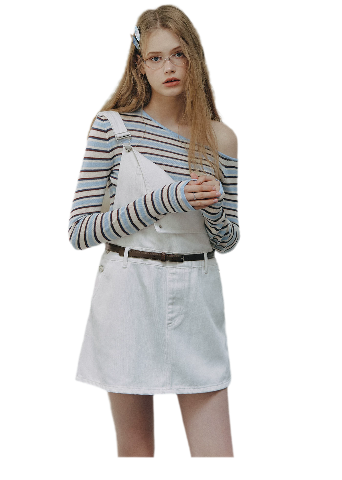 Cotton Denim Pinafore Mini Dress