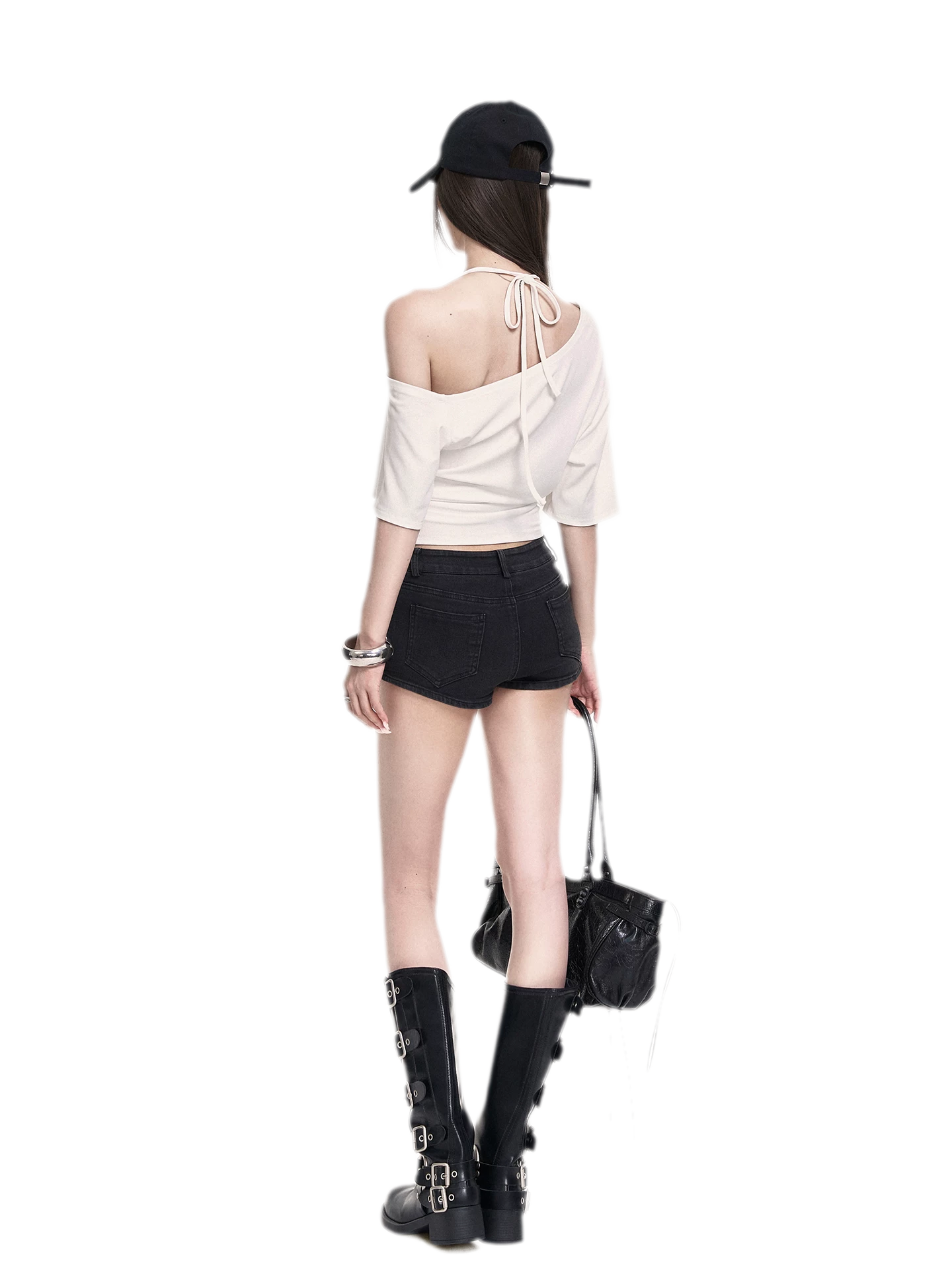 Asymmetric Halter Crop Tee