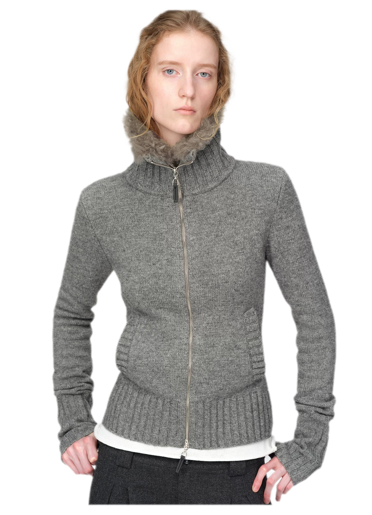 Wool Ribbed Fitted Cardigan
